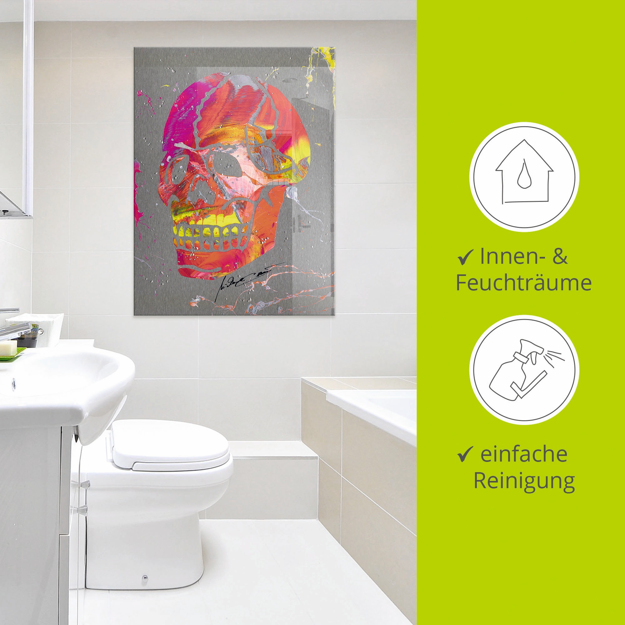 Artland Glasbild »Totenkopf 2« Körper 1 Stk. tlg. in verschiedenen Größen
