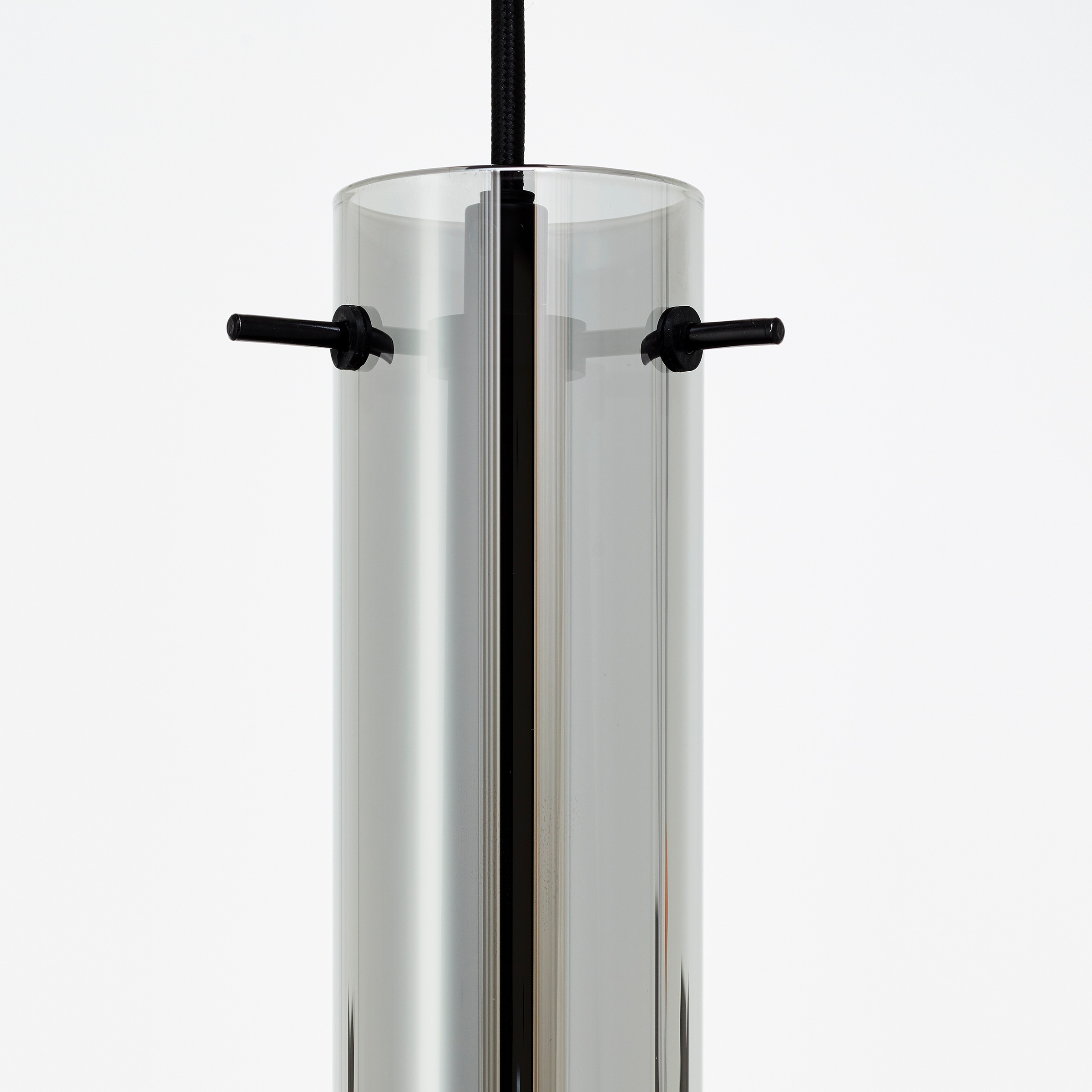 Brilliant Pendelleuchte »Glasini«, 1 flammig, Leuchtmittel E14 | ohne Leuchtmittel, 199 x 15 cm, E14, kürzbar, Metall/Rauchglas, matt schwarz