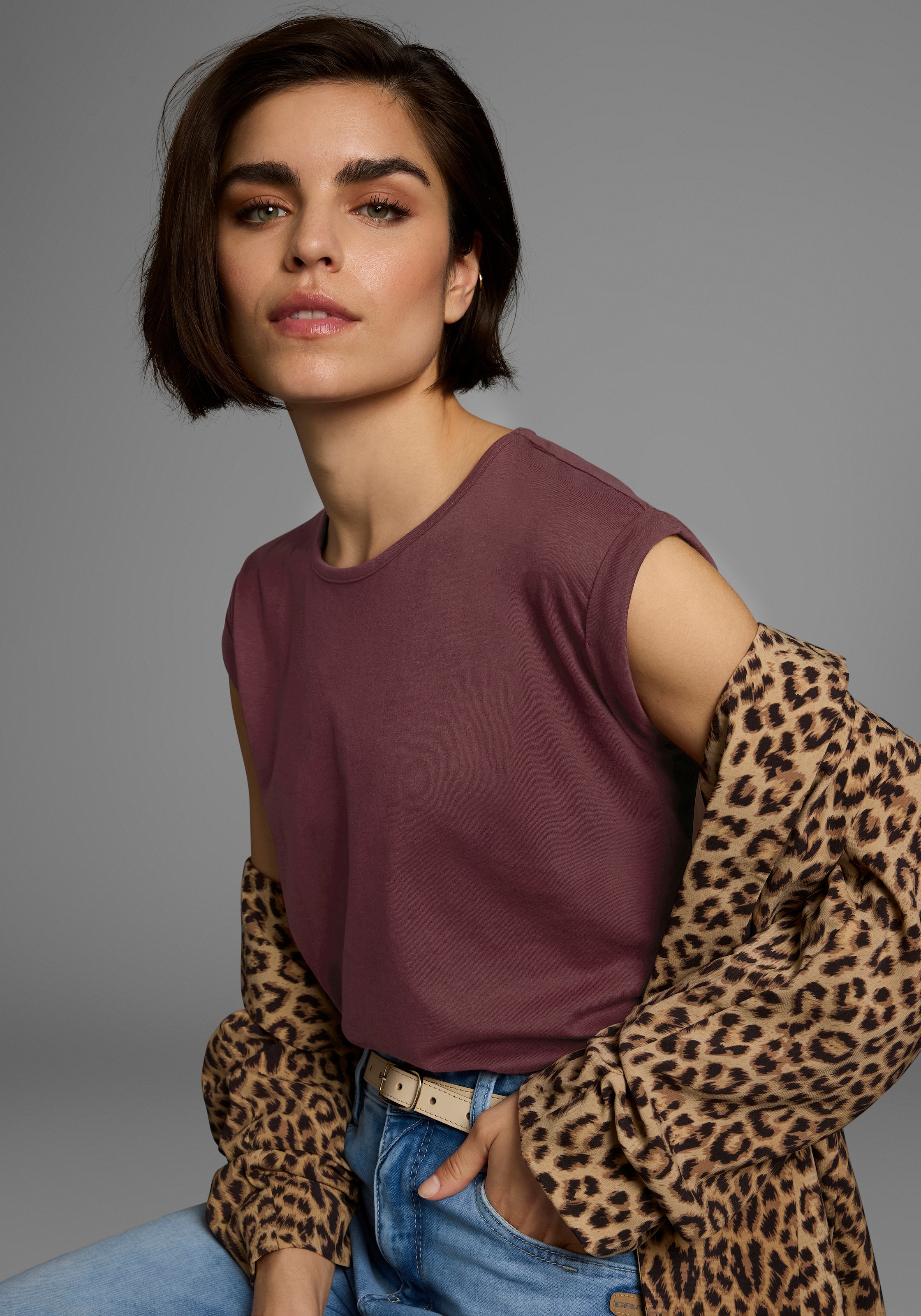 Boysen's T-Shirt Kurzarm,  unifarben,  Rundhals,  für Freizeit und Alltag