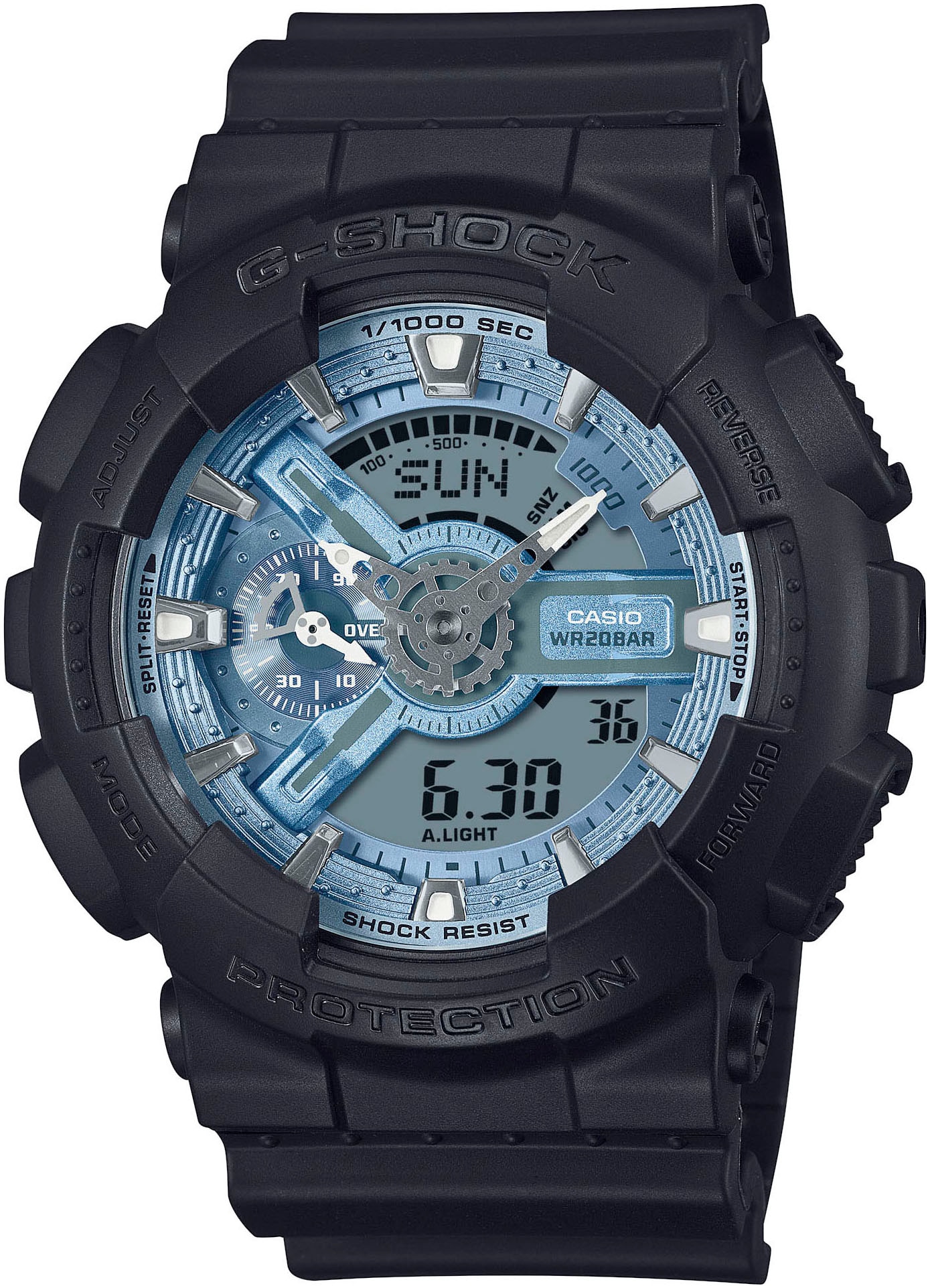 CASIO G-SHOCK Chronograph, Quarzuhr, Armbanduhr,Herrenuhr,digital,bis 20 bar wasserd.Resinarmband