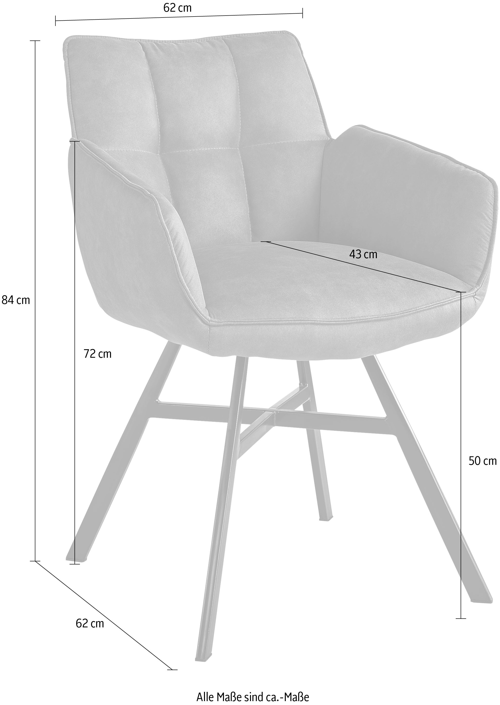 set one by Musterring Armlehnstuhl »Frisco«, Microfaser, 2er Set,  4-Fußgestell, Sitzhöhe 50 cm auf Raten bestellen | Stühle