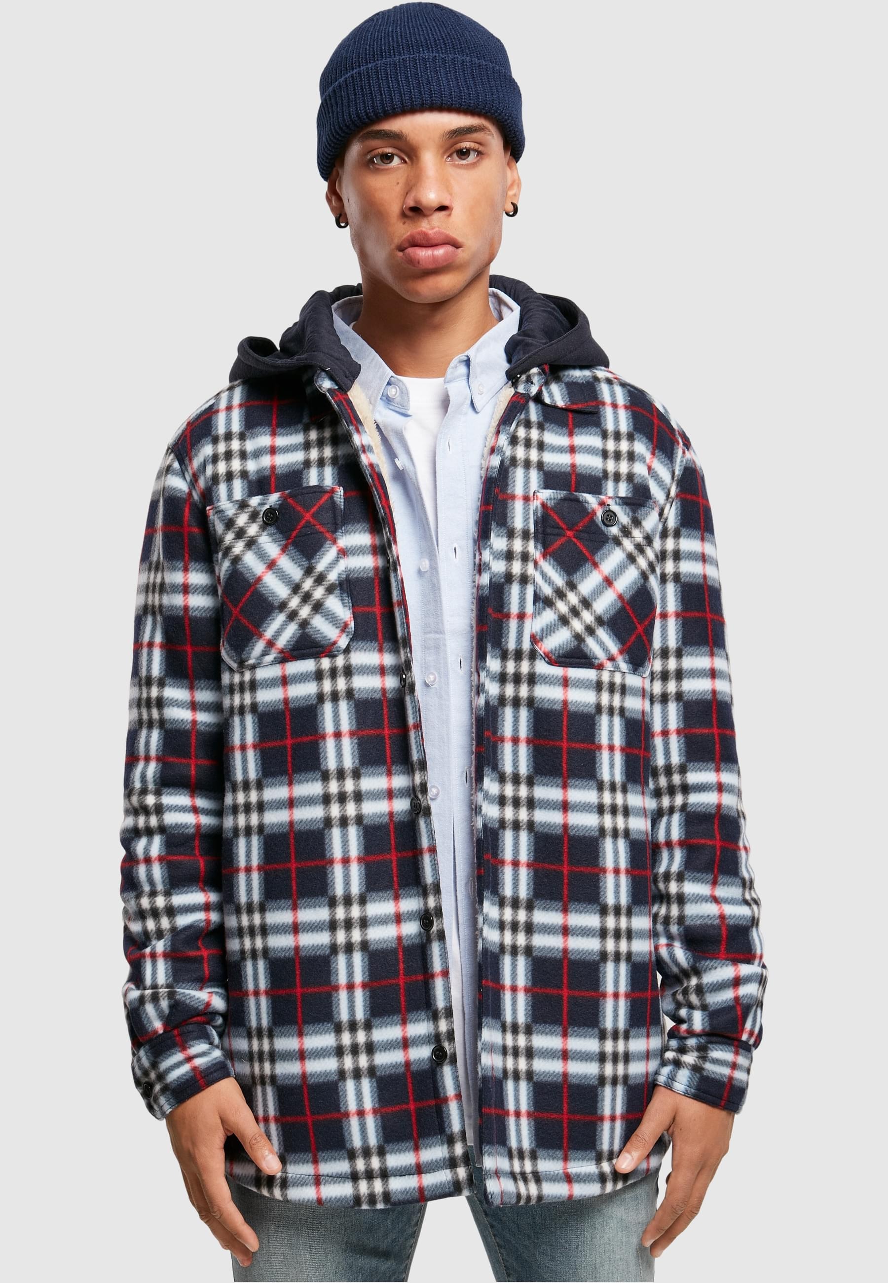 URBAN CLASSICS Allwetterjacke »Urban Classics Herren Hooded Polar Fleece Overshirt« 1 Stk. tlg. mit Kapuze