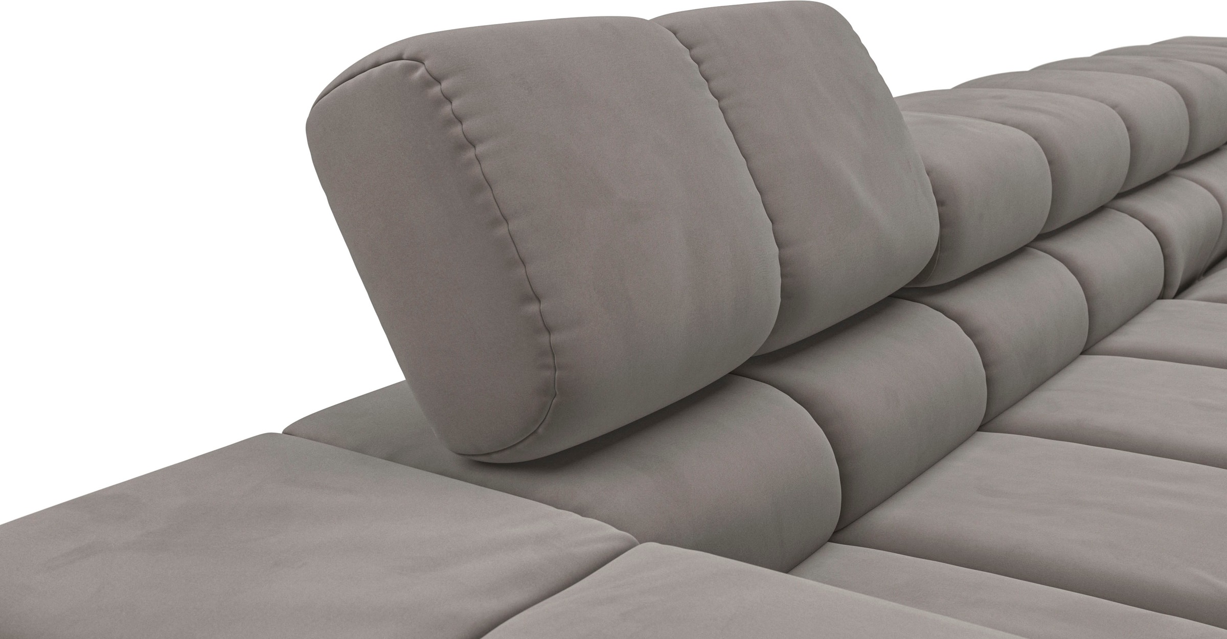 INOSIGN Ecksofa »Ancona New, wahlweise motorische Sitztiefenverstellung, auch in Cord«, feine Steppung, mit Kopfteilverstellung, 3 Zierkissen, L-Form