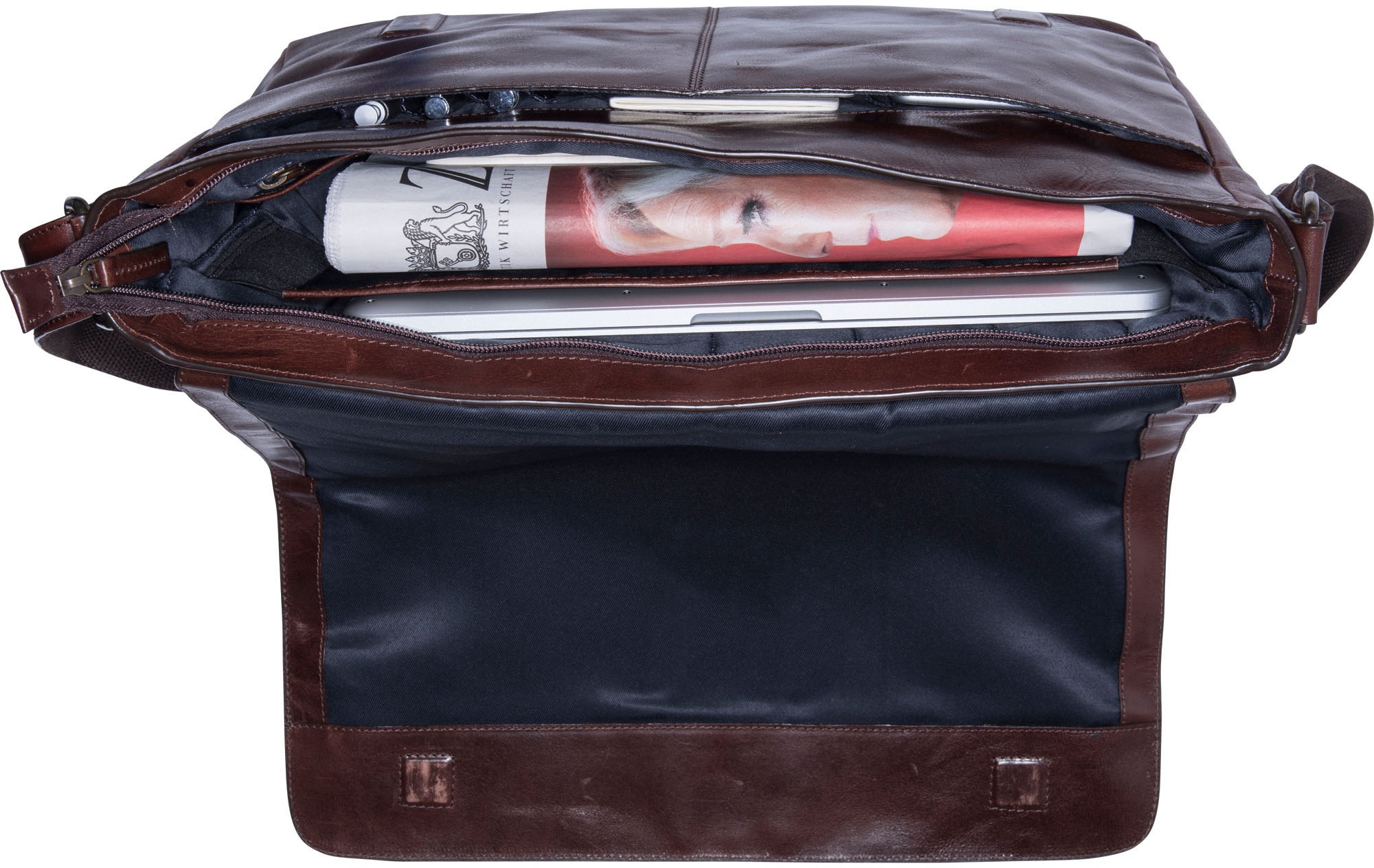 Leonhard Heyden Umhängetasche »Cambridge L, rotbraun«, mit 15-Zoll Laptopfach und Trolley-Aufsteck-System