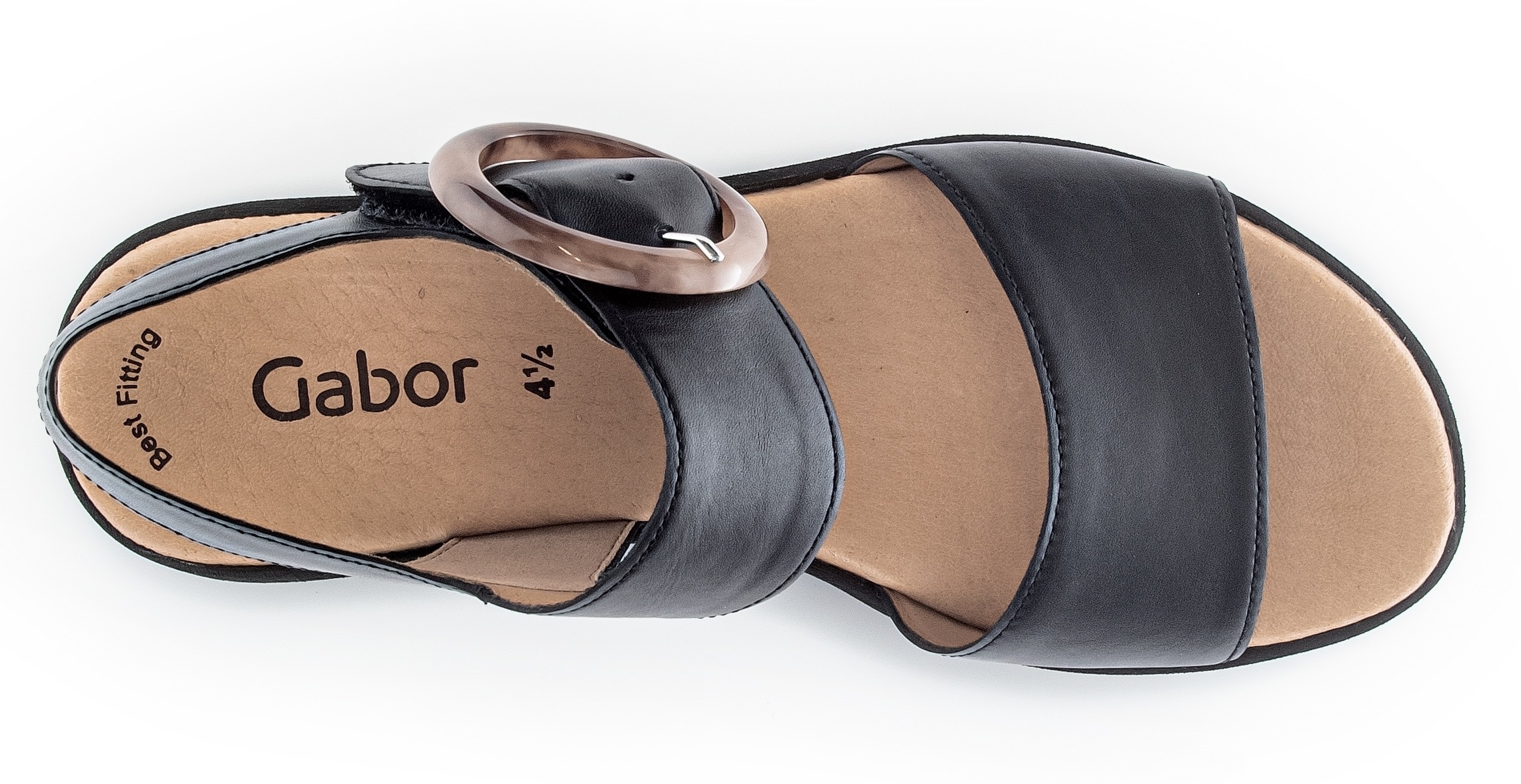 Gabor Keilsandalette  , Sommerschuh, Riemchensandale, Klettverschluss unter der Zierschnalle