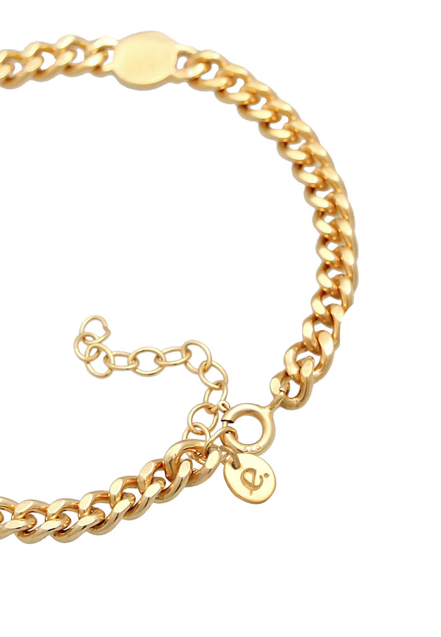 Elli Premium Armband »Panzerkette Chunky Chain Plättchen Disc 925 Silber«