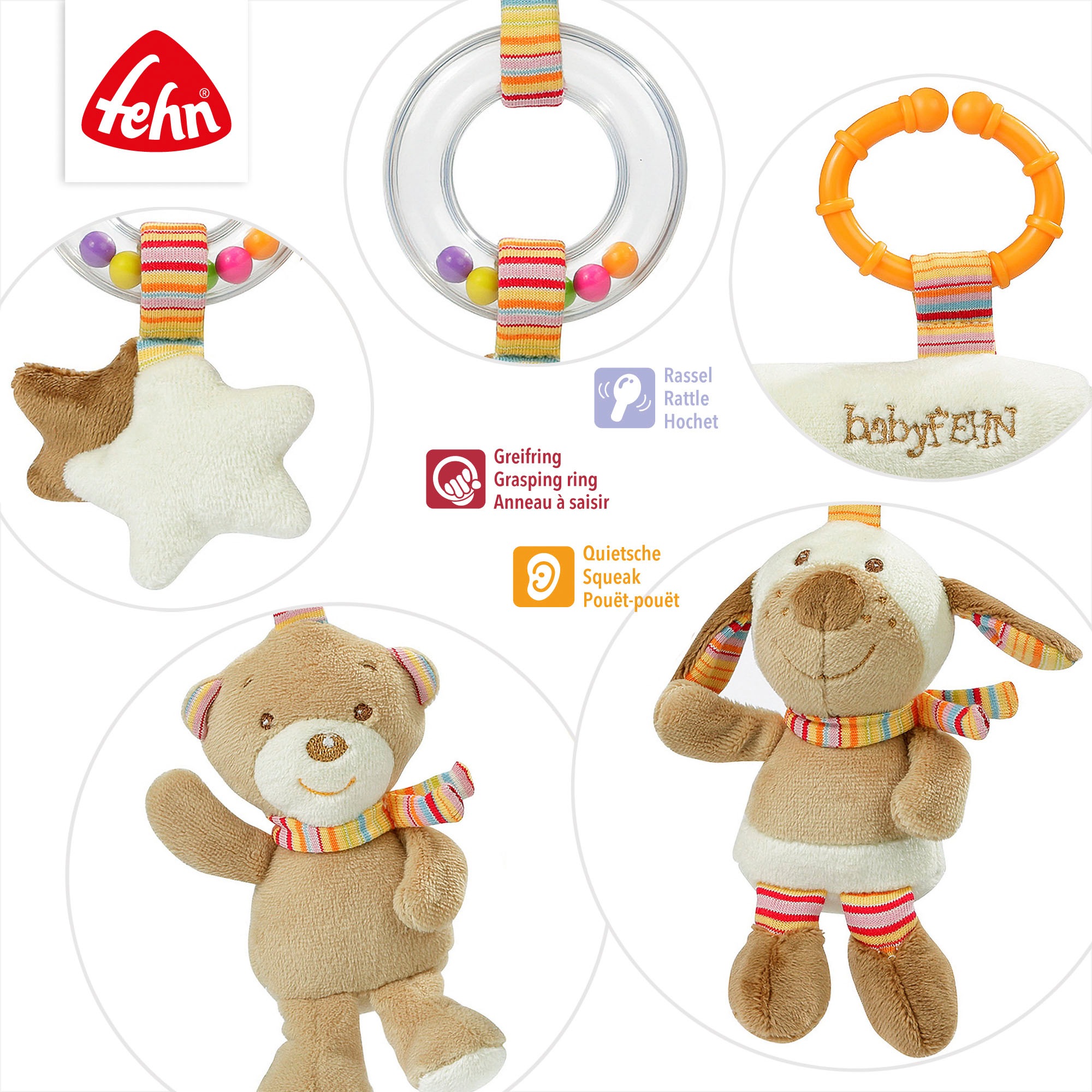 Fehn Greifspielzeug »Rainbow, Activity-Trapez«, inklusive Befestigungsring
