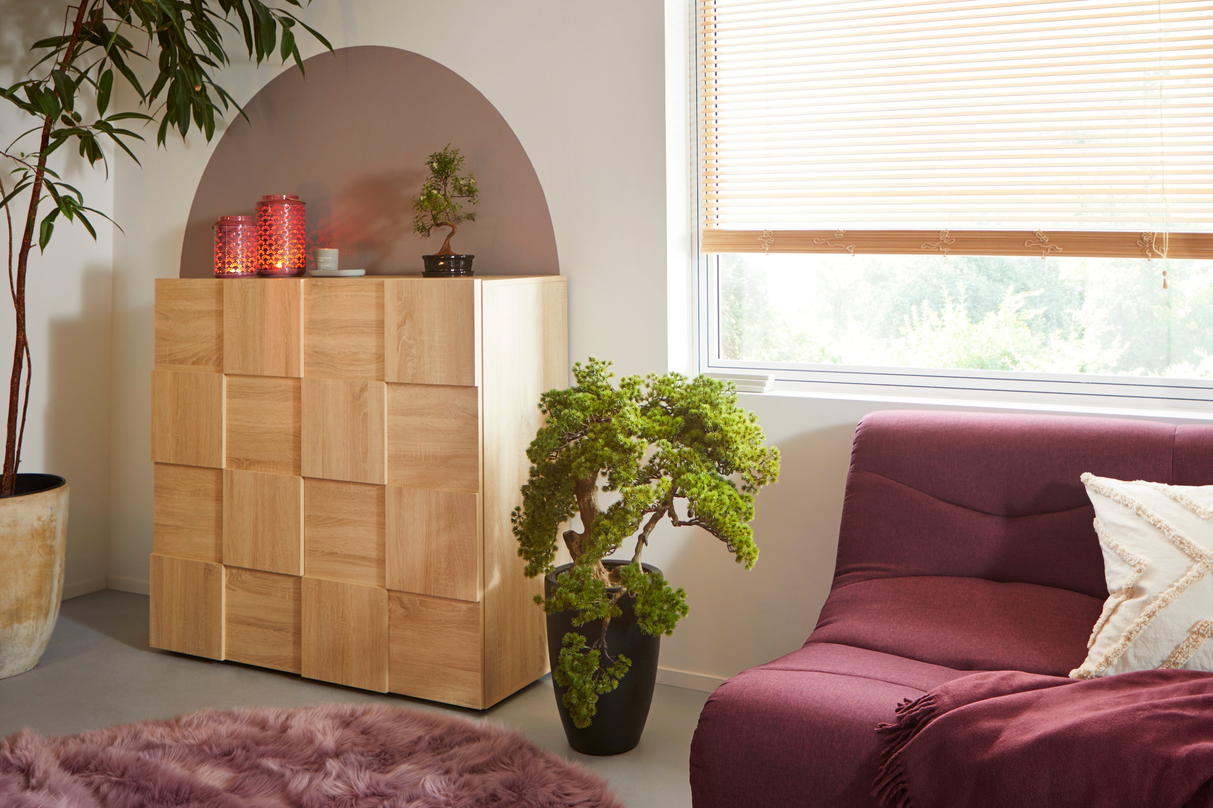 INOSIGN Highboard »Dama Höhe 111 cm, Breite 121 cm, Kommode 2 Türen, Hochkommode«, Front in 3D-Optik, viel Stauraum, verschiedene Farben