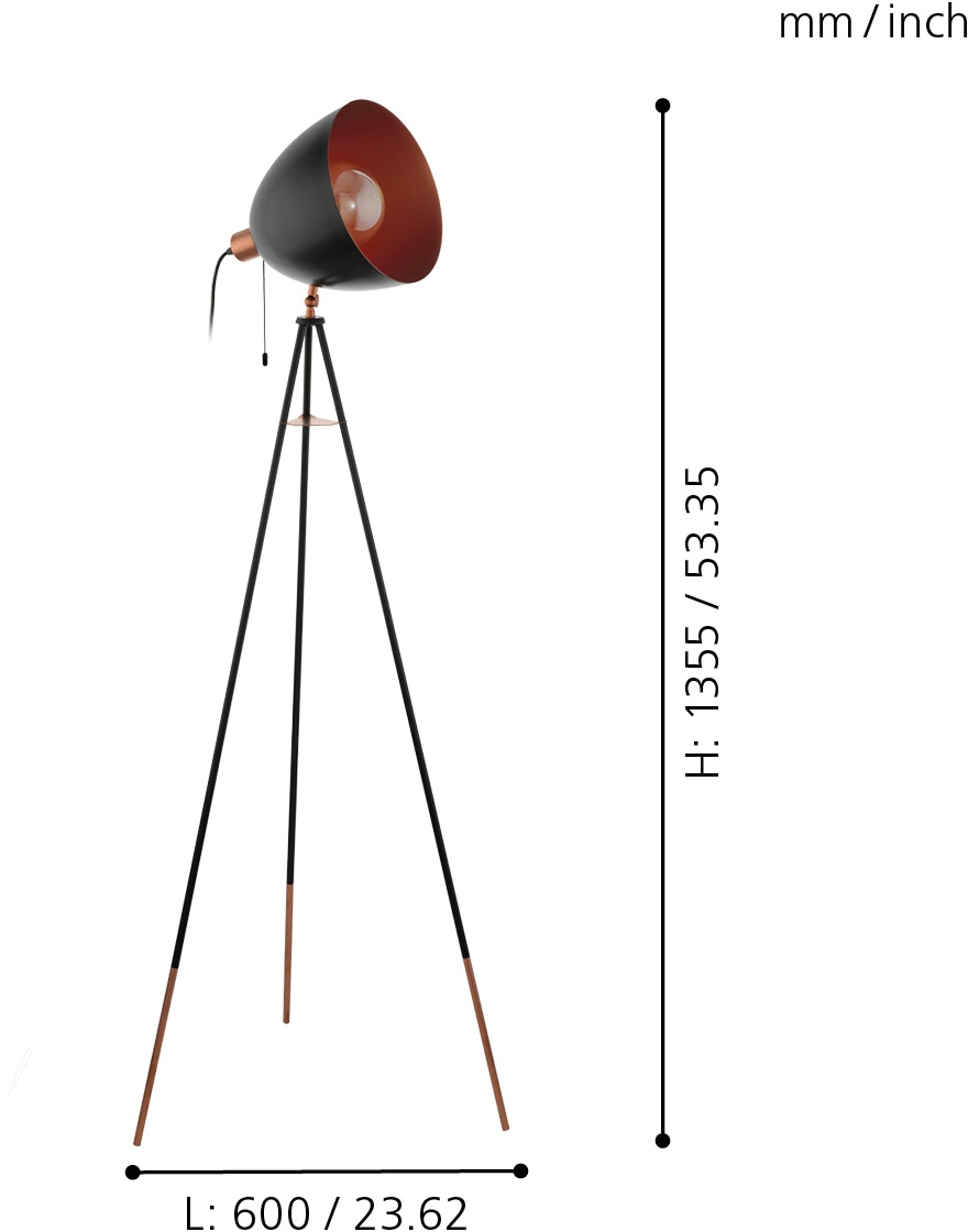 EGLO Stehlampe »CHESTER«, 1 flammig, Leuchtmittel E27 | ohne Leuchtmittel