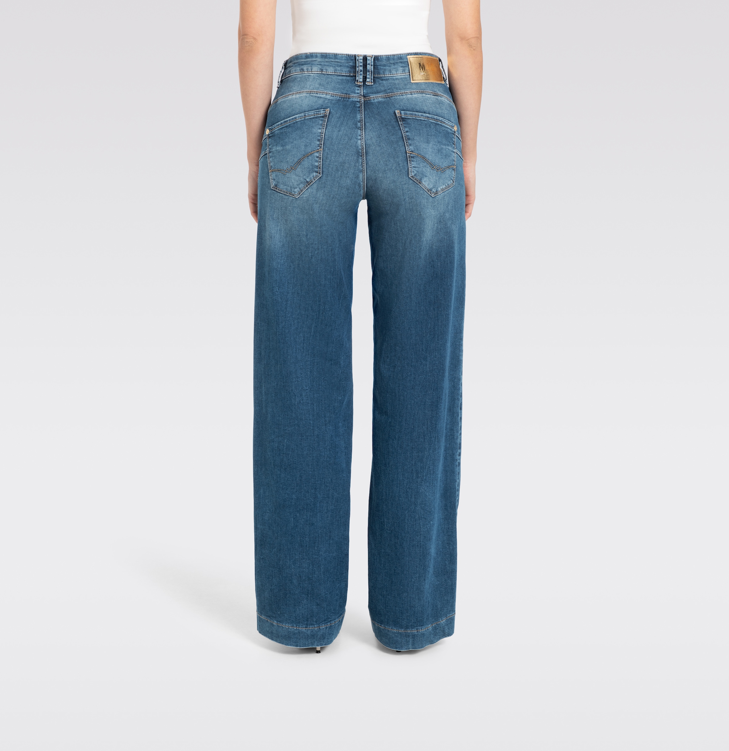 MAC Stretch-Jeans »RICH PALAZZO« Naht-Details an den Gesäßtaschen