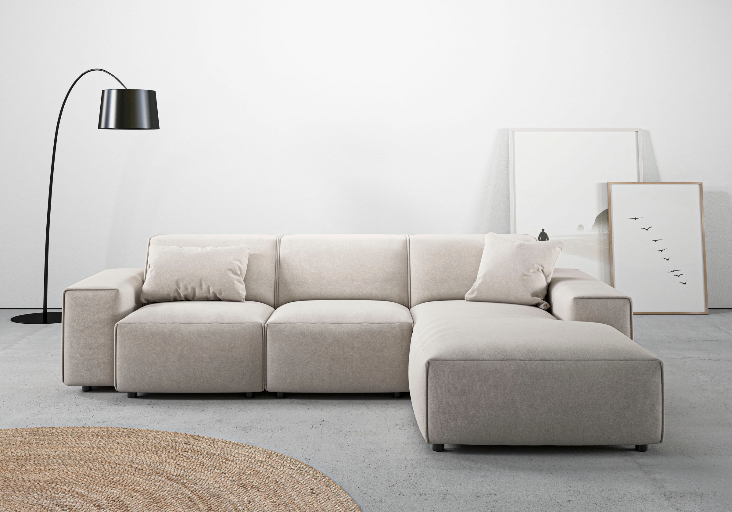 andas Ecksofa »Glimminge L-Form auch in Breitcord, Feincord + Easy care-Bezug,«, Breite 264, Zierkissen