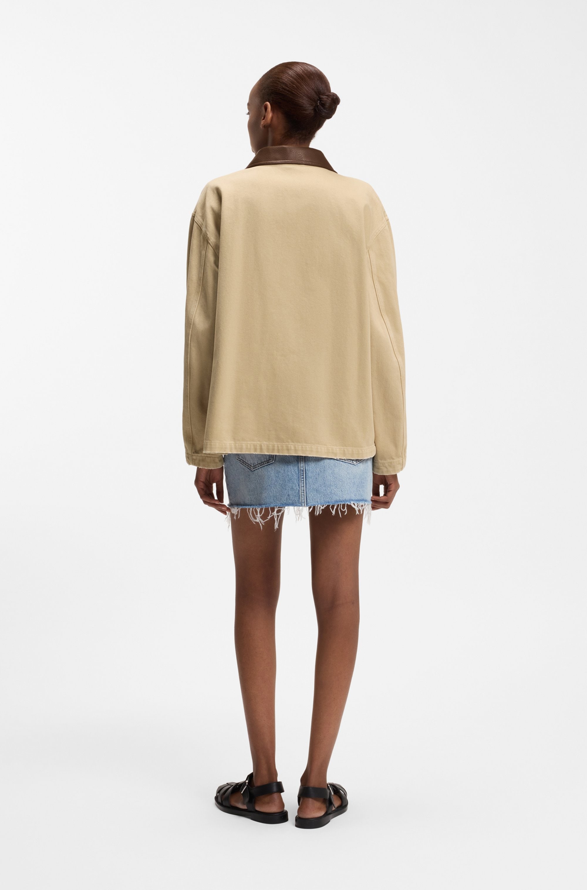 HUGO Hemdjacke »Flimane« mit Kontrastkragen, oversize