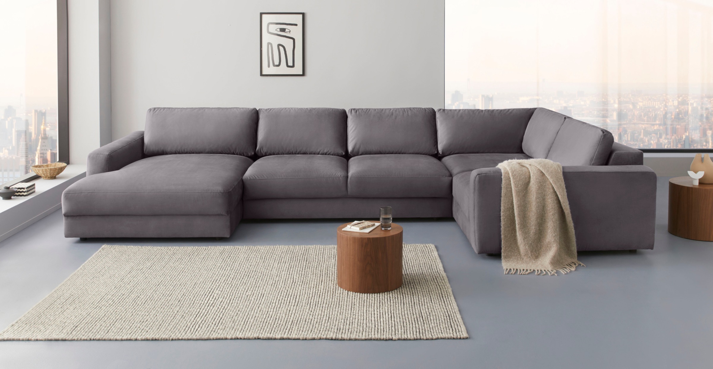 Places of Style Wohnlandschaft »Bloomfield, U-Form«, mit extra tiefer Sitzfläche, wahlweise mit Sitztiefenverstellung