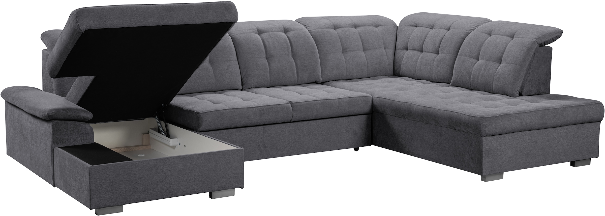 WERK2 Wohnlandschaft »Kordula-New Multifunktion Couch, Breite 332cm, U-Form«, Sofa in U-Form mit Schlaffunktion & Bettkasten, Schlafcouch