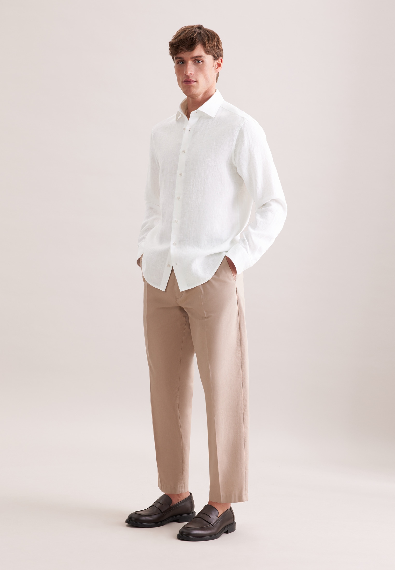 seidensticker Leinenhemd »Schwarze Rose« Shaped 1/1 Kentkragen Uni