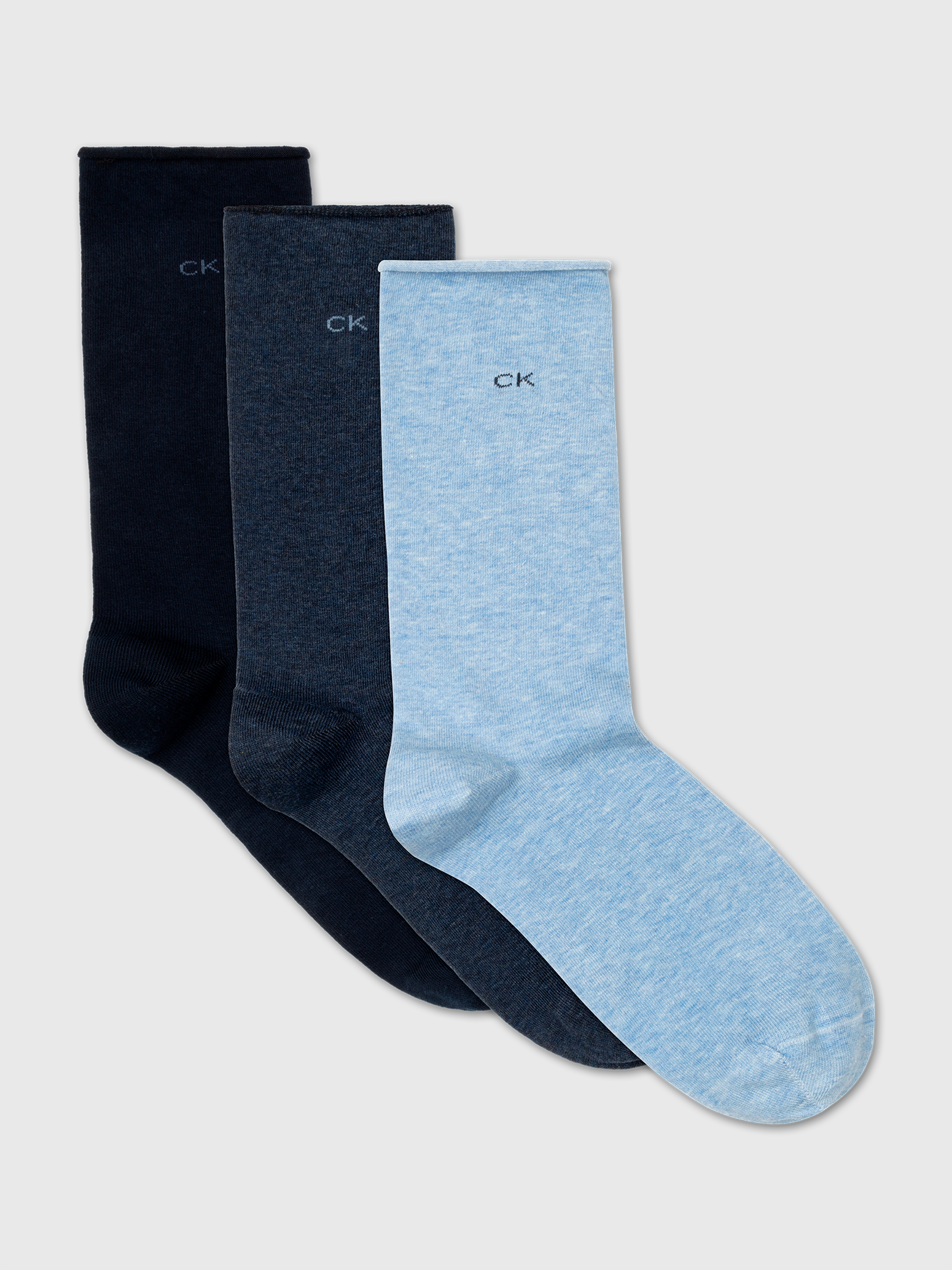 Calvin Klein Jeans Socken »CK WOMEN SOCK 3P ROLL TOP«, (3 Paar), Mit kleinem Rollrand, Einheitsgröße passend von Gr. 37-41