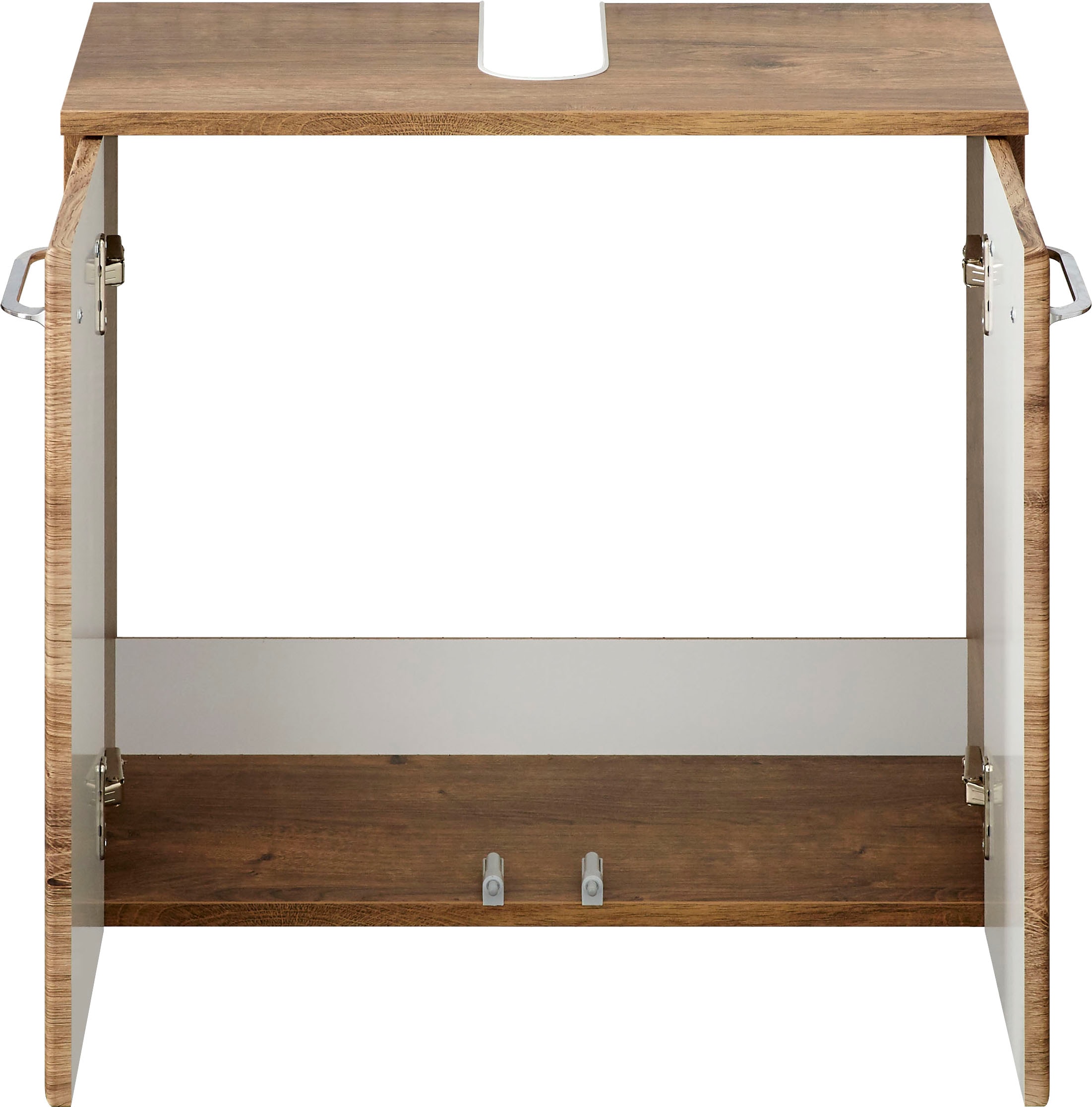 Saphir Waschbeckenunterschrank »Quickset Unterbeckenschrank, 60 cm breit, 2 Türen, ohne Waschbecken«, Waschbeckenschrank inkl. Türdämpfer, Griffe in Chrom Glanz