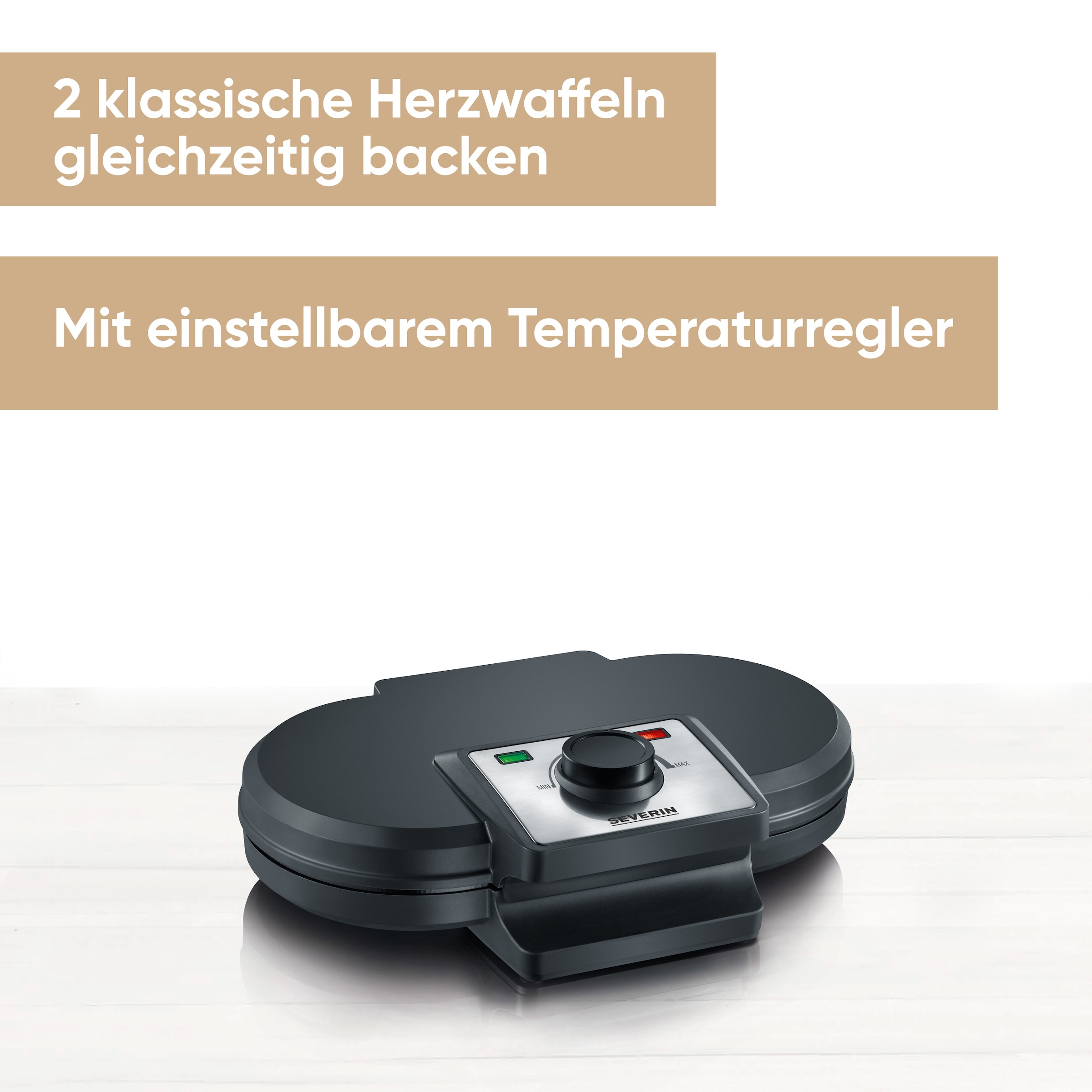 Severin Waffeleisen »WA 2106« 1200 W Doppelwaffelplatte, inkl. Backampel, einstellbarer Temperaturregler