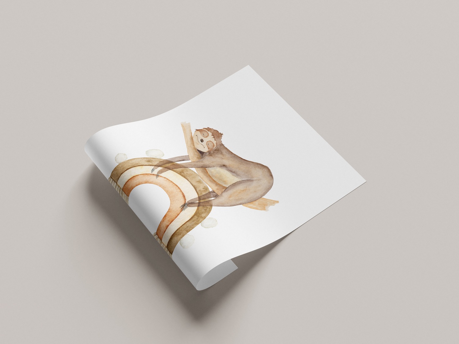 Lüttenhütt Poster »Liegendes Faultier auf Regenbogen«, Fantasy-Faultier-Tiere-Regenbogen, (1 St.), HD Premium Druck