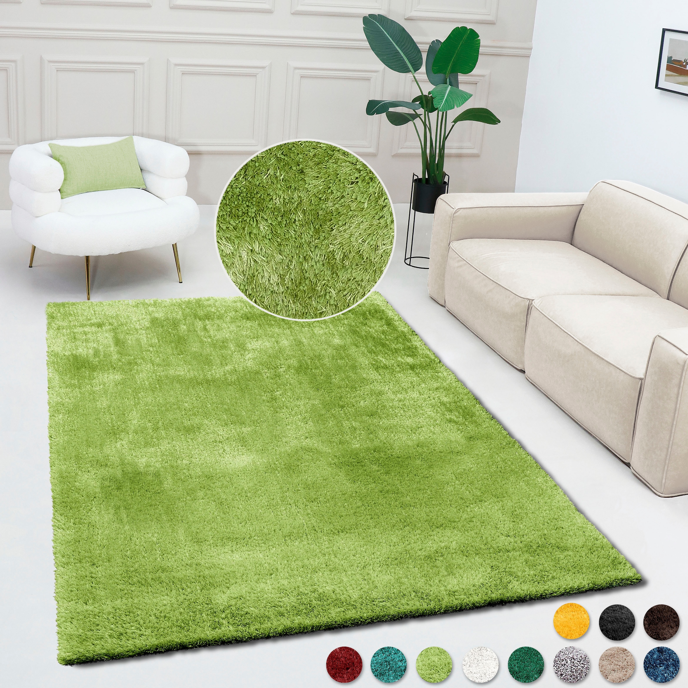 Bruno Banani Teppich »Dana Teppich, besonders weich und kuschelig, Kundenliebling«, rechteckig, 30 mm Höhe, uni, Mikrofaser Teppiche, Wohnzimmer, Schlafzimmer, Esszimmer