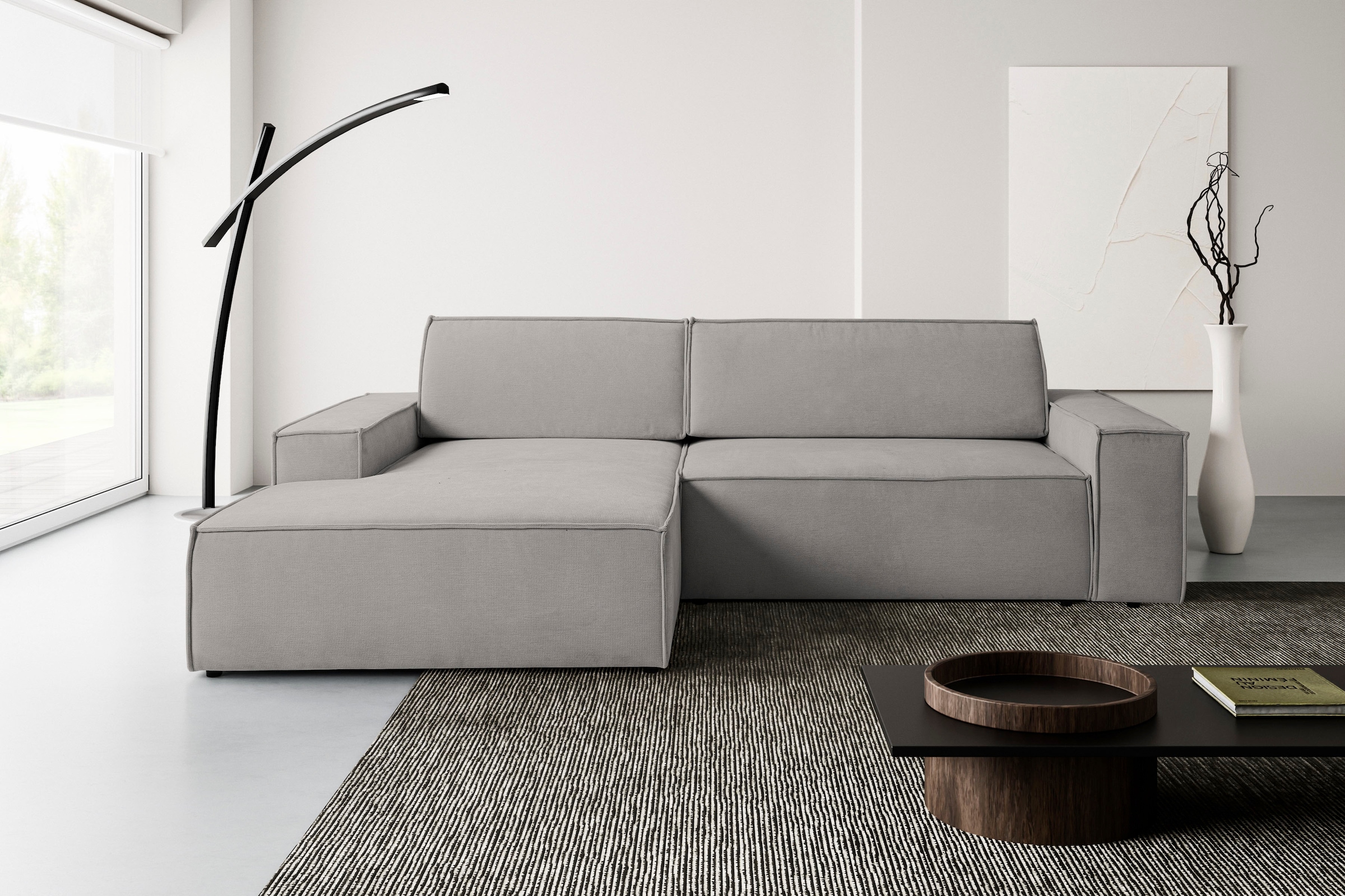 WERK2 Ecksofa »Treviso 267 x 165 cm mit Bett und Bettfunktion, bequem, viel Platz« Struktur HOLMS, L-Form, Schlaffunktion, Bettkasten