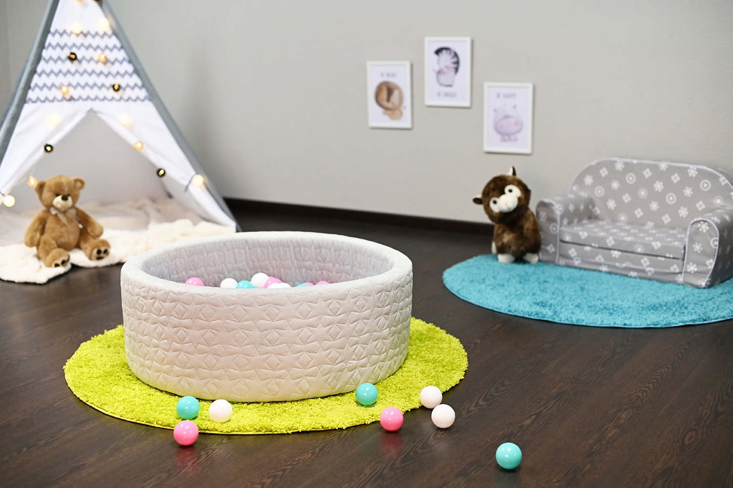Knorrtoys® Bällebad »Soft, Geo Grey«, mit 300 Bällen rose/creme/lightblue; Made in Germany