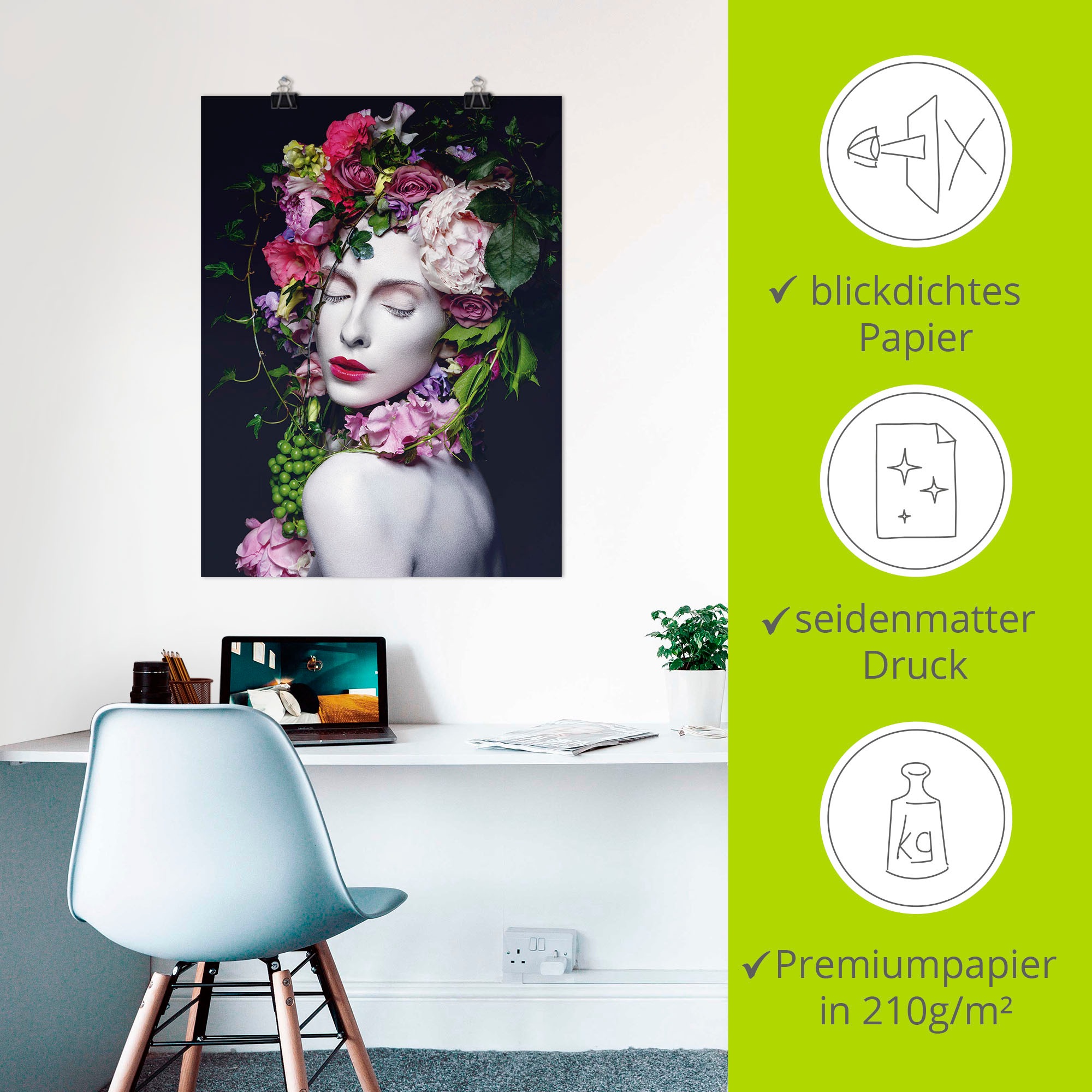 Artland Wandbild »Schöne Blumenkönigin«, Bilder von Frauen, (1 St.), als Alubild, Outdoorbild, Leinwandbild, Poster, Wandaufkleber
