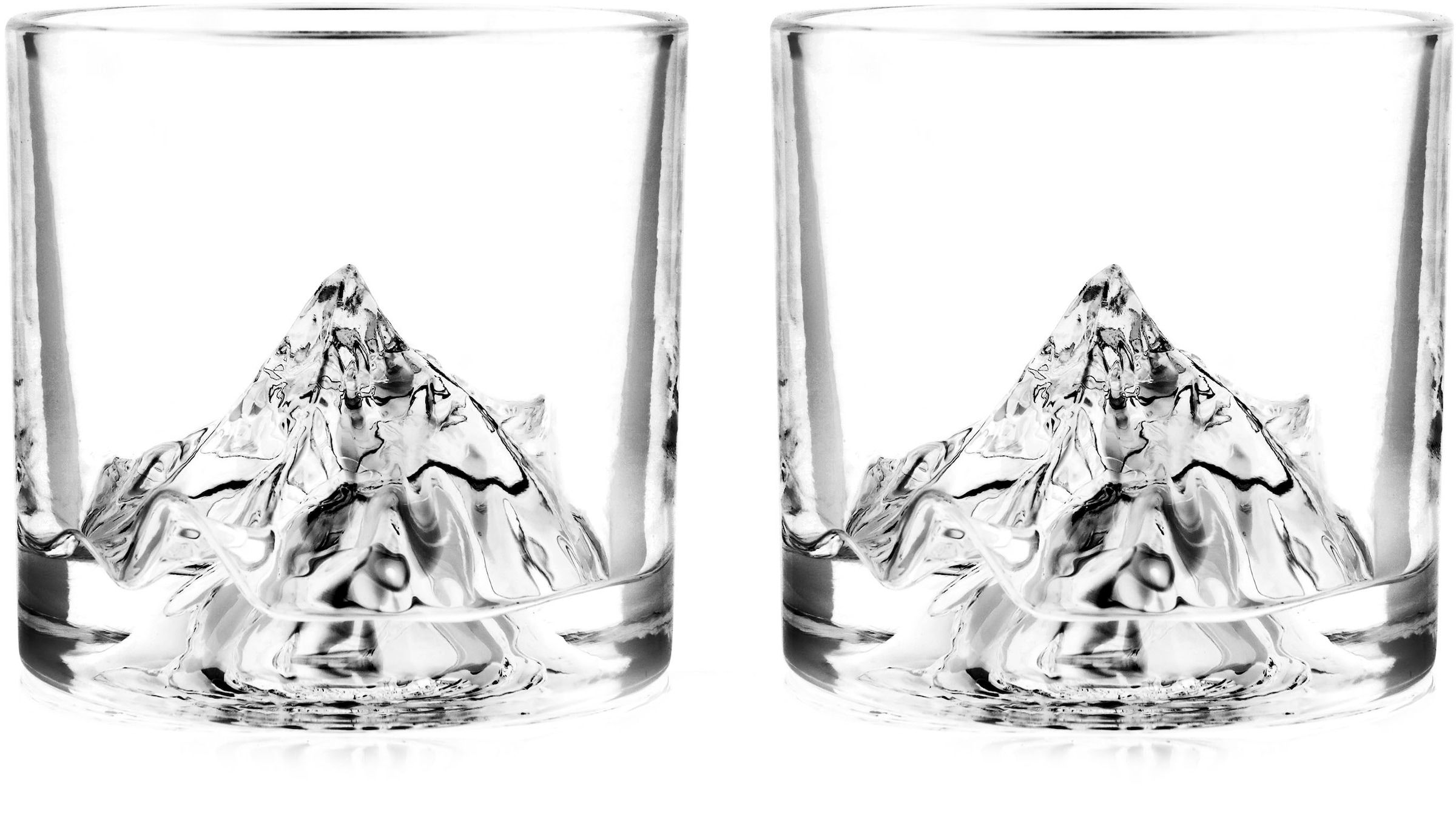 Whiskyglas »K2«, (Set, 2 tlg.), dicker Glasboden als Bergmotiv, 2-teilig