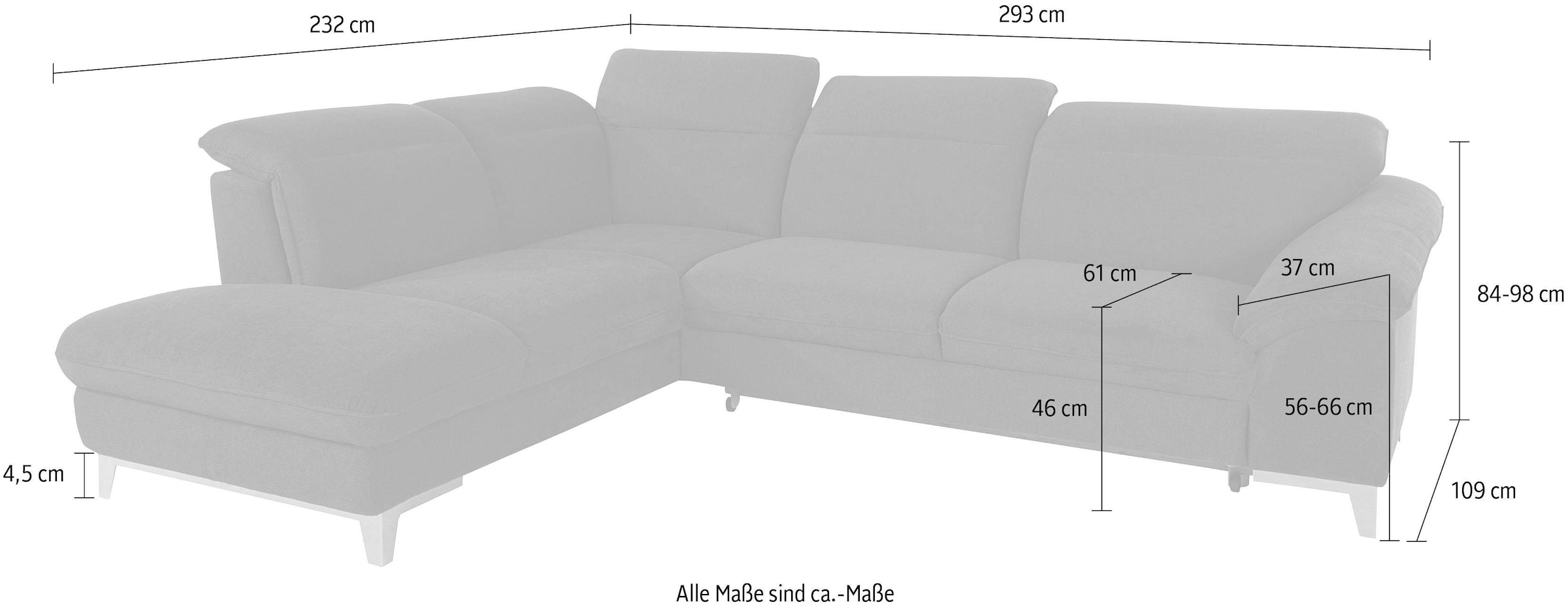 COTTA Polstergarnitur »Teresa L-Form«, (Set), Set bestehend aus: Ecksofa mit Kopfteilverstellung & Hocker