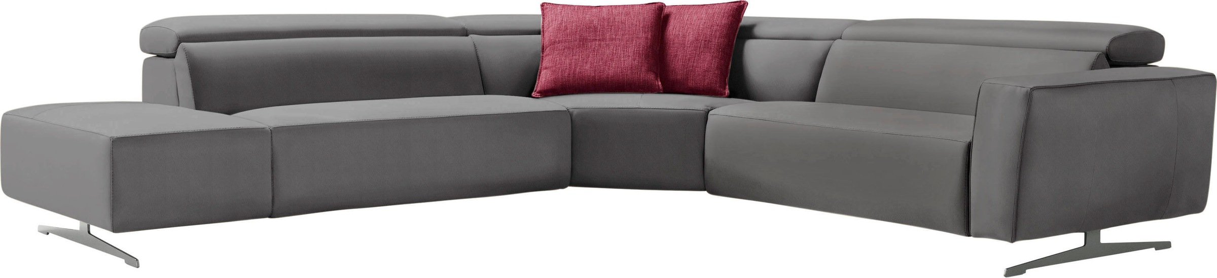 Egoitaliano Ecksofa »Stefanie-e, Designsofa der Extraklasse, bequem mit hohem Sitzkomfort«, mit Relaxfunktion und verstellbaren Kopfteilelementen