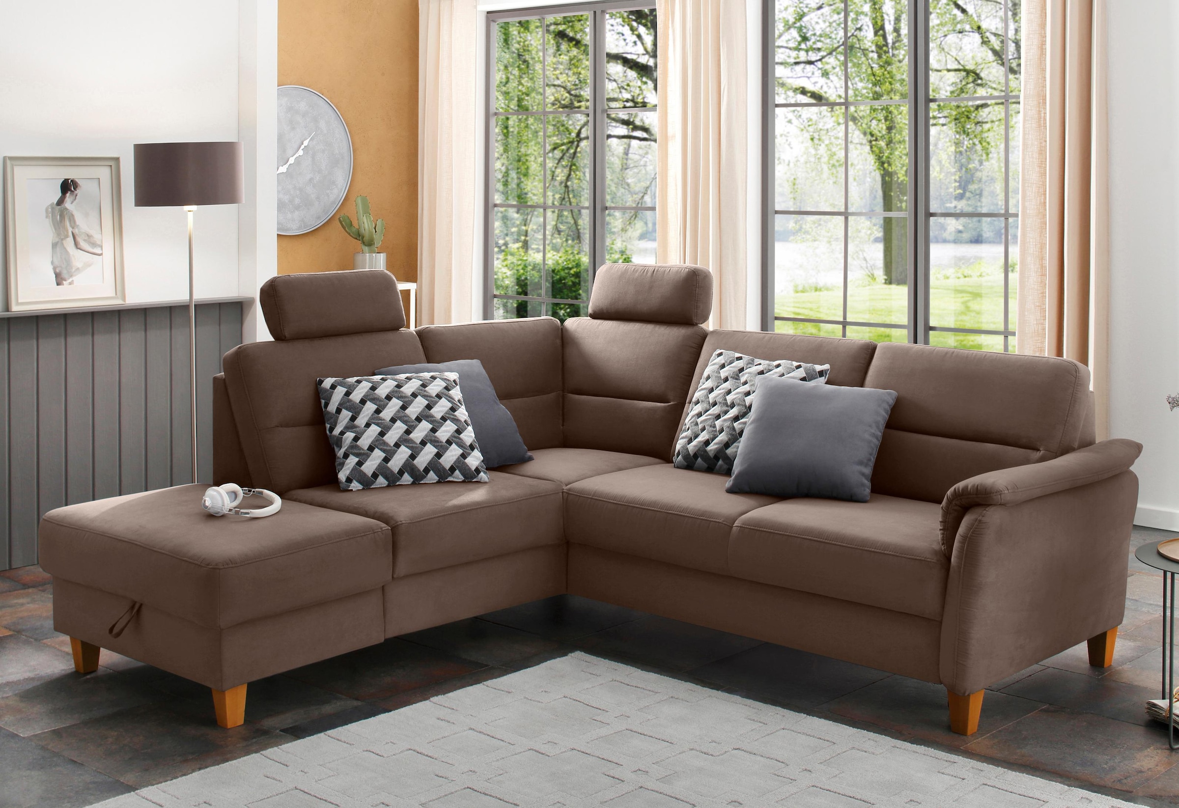 Home affaire Ecksofa »Palmera L-Form«, Federkern, wahlweise mit Bettfunktio günstig online kaufen