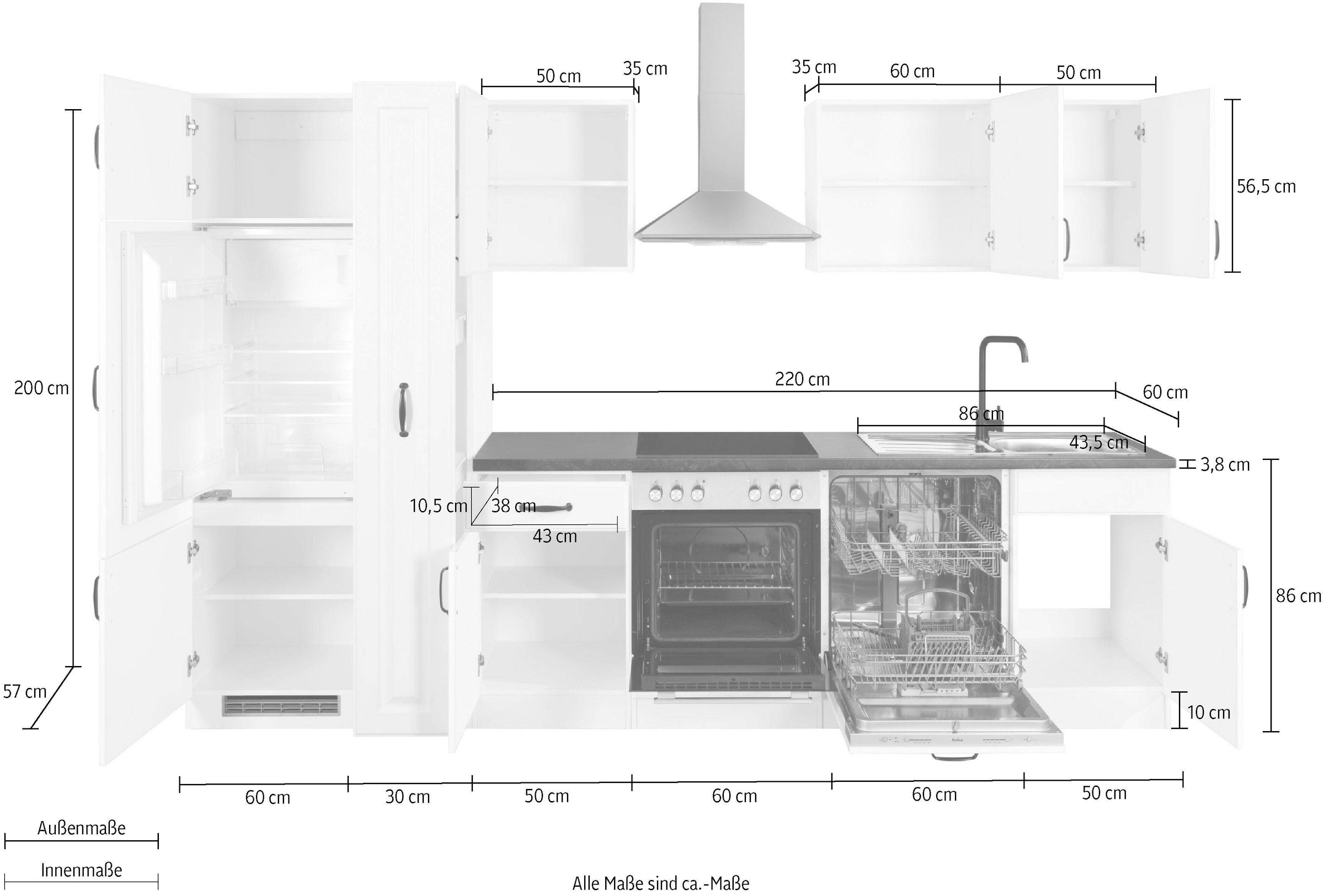 wiho Küchen Küchenzeile »Erla«, ohne E-Geräte, Breite 310 cm