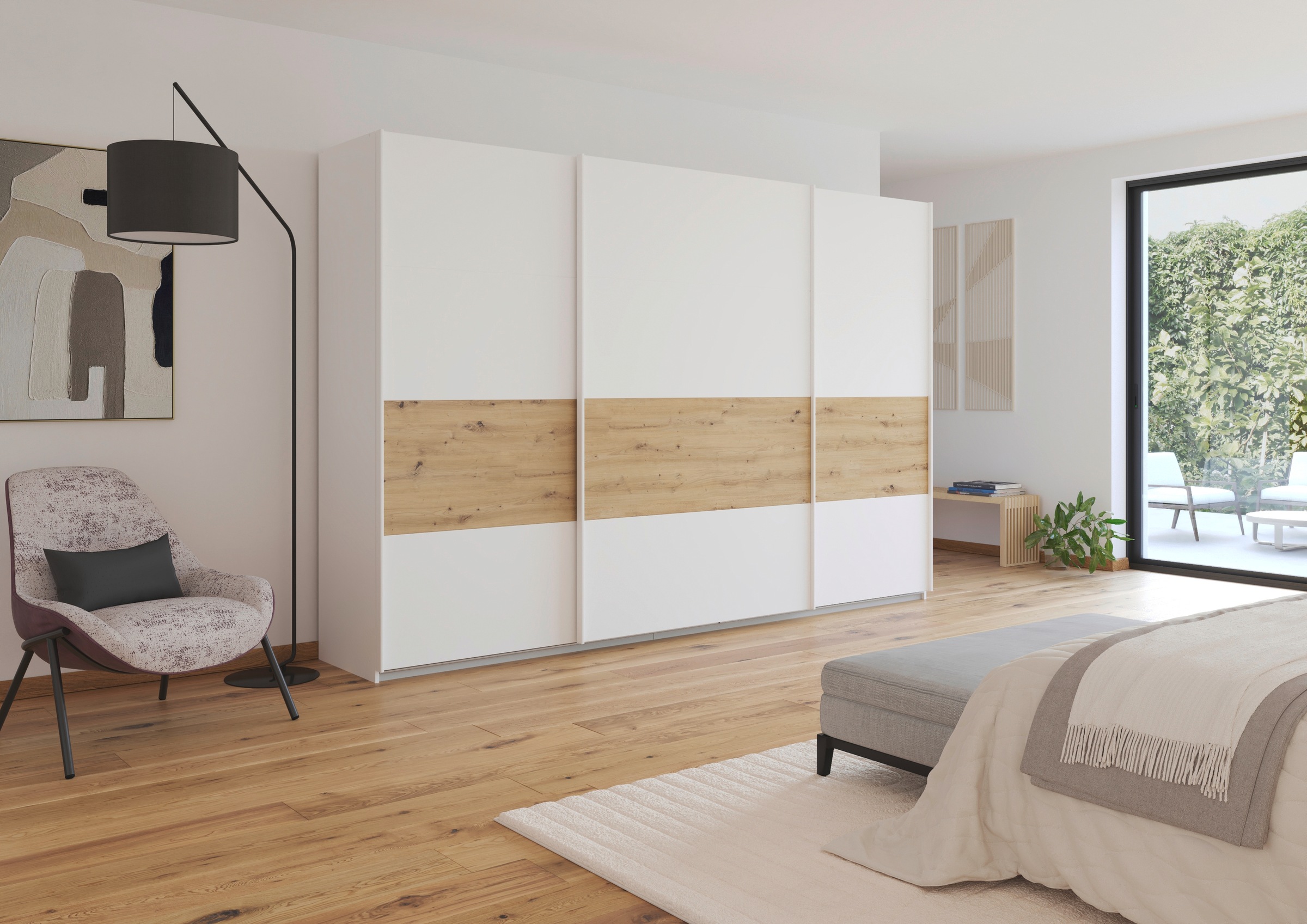 rauch Schwebetürenschrank »Schwebetürenschrank Kleiderschrank Schrank Garderobe CORTONA«, inkl. Inneneinteilung, 2 Stoffboxen und zusätzlichen Einlegeböden