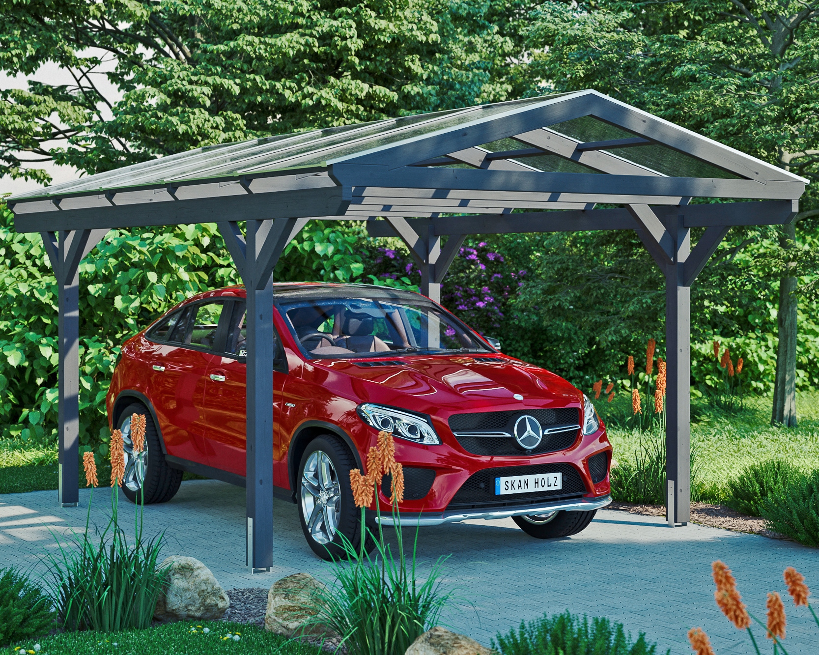 SKANHOLZ Einzelcarport »Westerwald« Leimholz, Nordisches Fichtenholz 326 cm dunkelgrau dunkelgrau