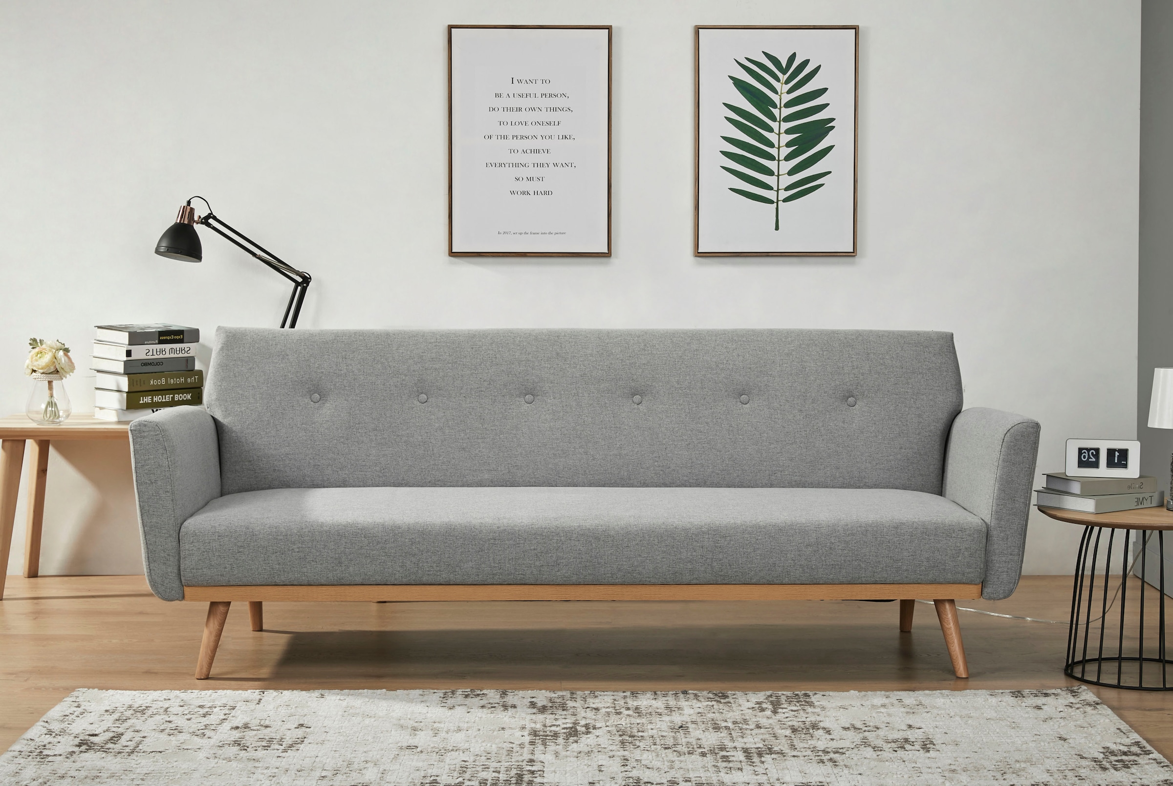SalesFever Schlafsofa, Knopfheftung an der Rückenfläche