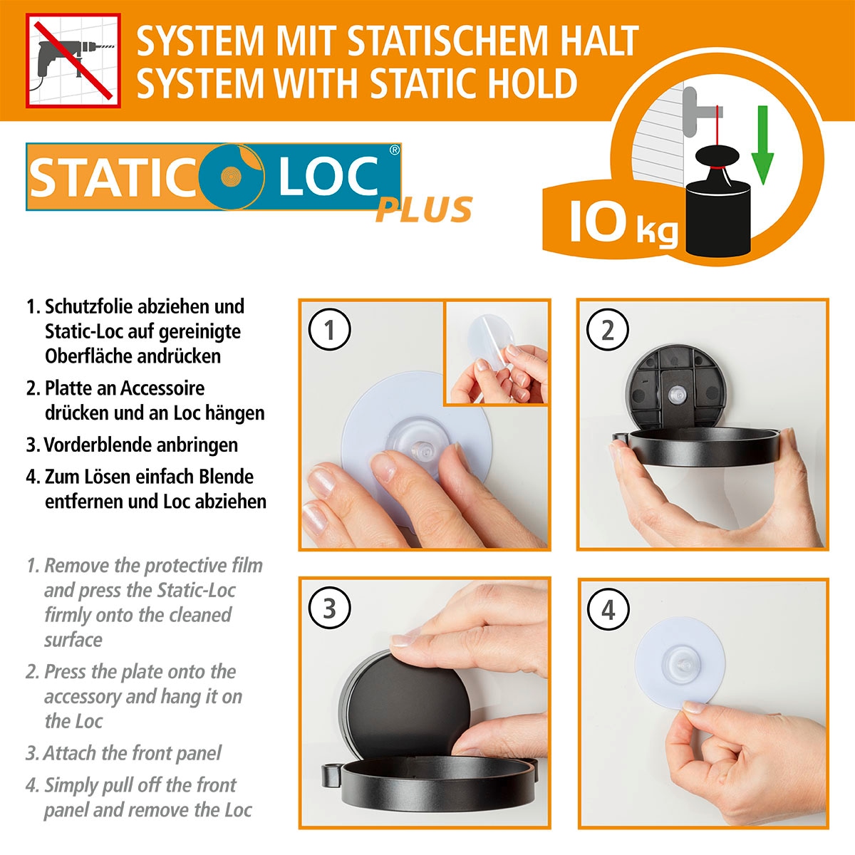 WENKO Badregal »Static-Loc® Alba«, Befestigen ohne bohren