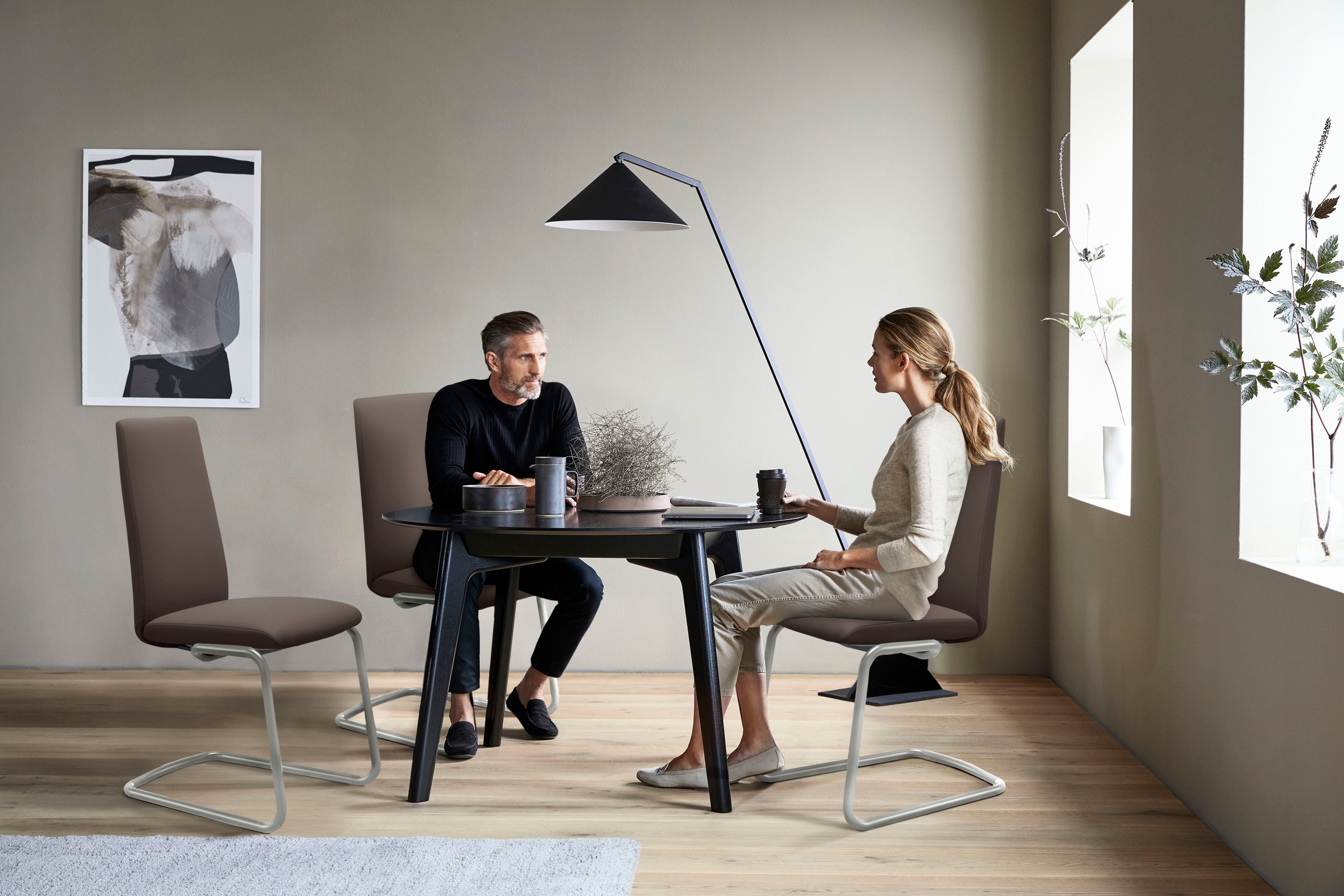 Stressless® Polsterstuhl »Laurel«, Leder BATICK, High Back, Größe M, mit Beinen aus Stahl in Schwarz matt