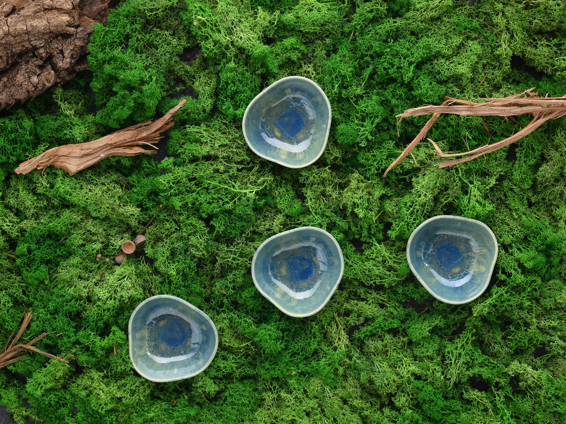 CreaTable Dipschale »Yuki« 4 Stk. aus Steinzeug Reaktiv-Digitaldruck, jedes Stück ein Unikat, Ø 11,5 cm