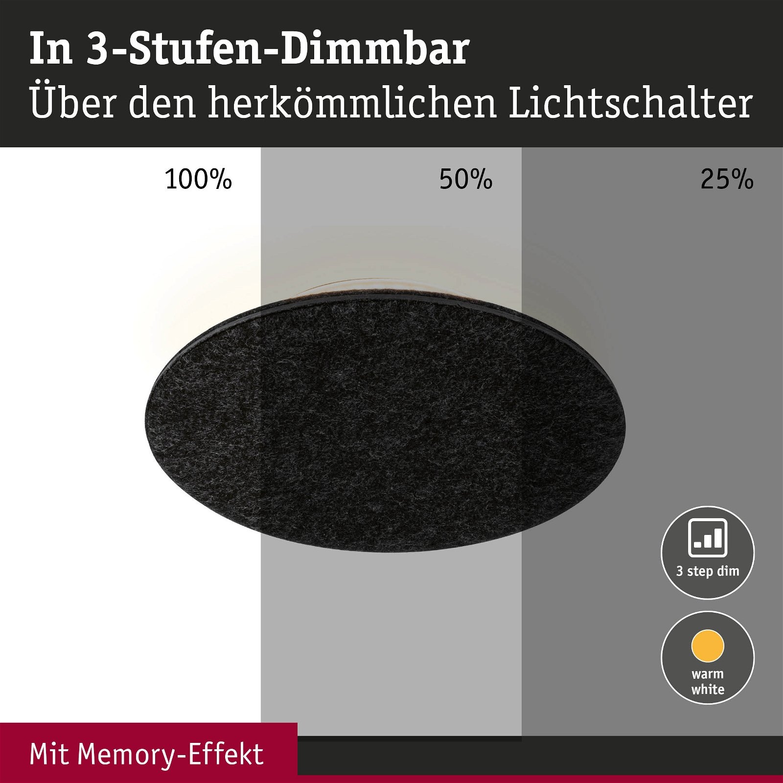 Paulmann LED Wandleuchte »Tulga 2700K 1000lm 230V 15W Anthrazit«, 1 flammig, 3-Step-Dim