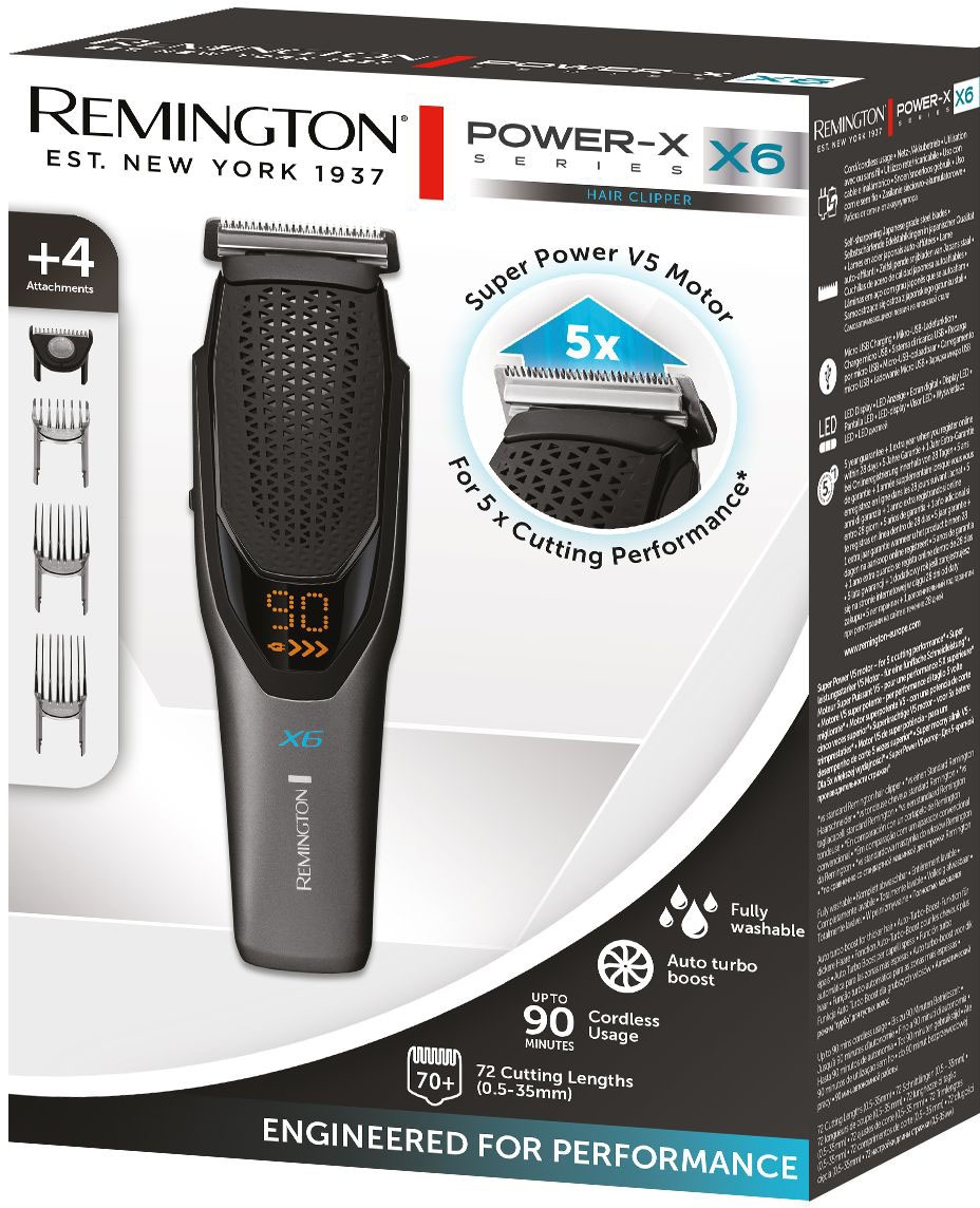 Remington Haarschneider »Power-X Series HC6000«, 4 Fade Abwaschbar und Längeneinstellrad Online-Shop im Haar-und Bartkamm, kpl. mit bestellen Aufsätze, Micro