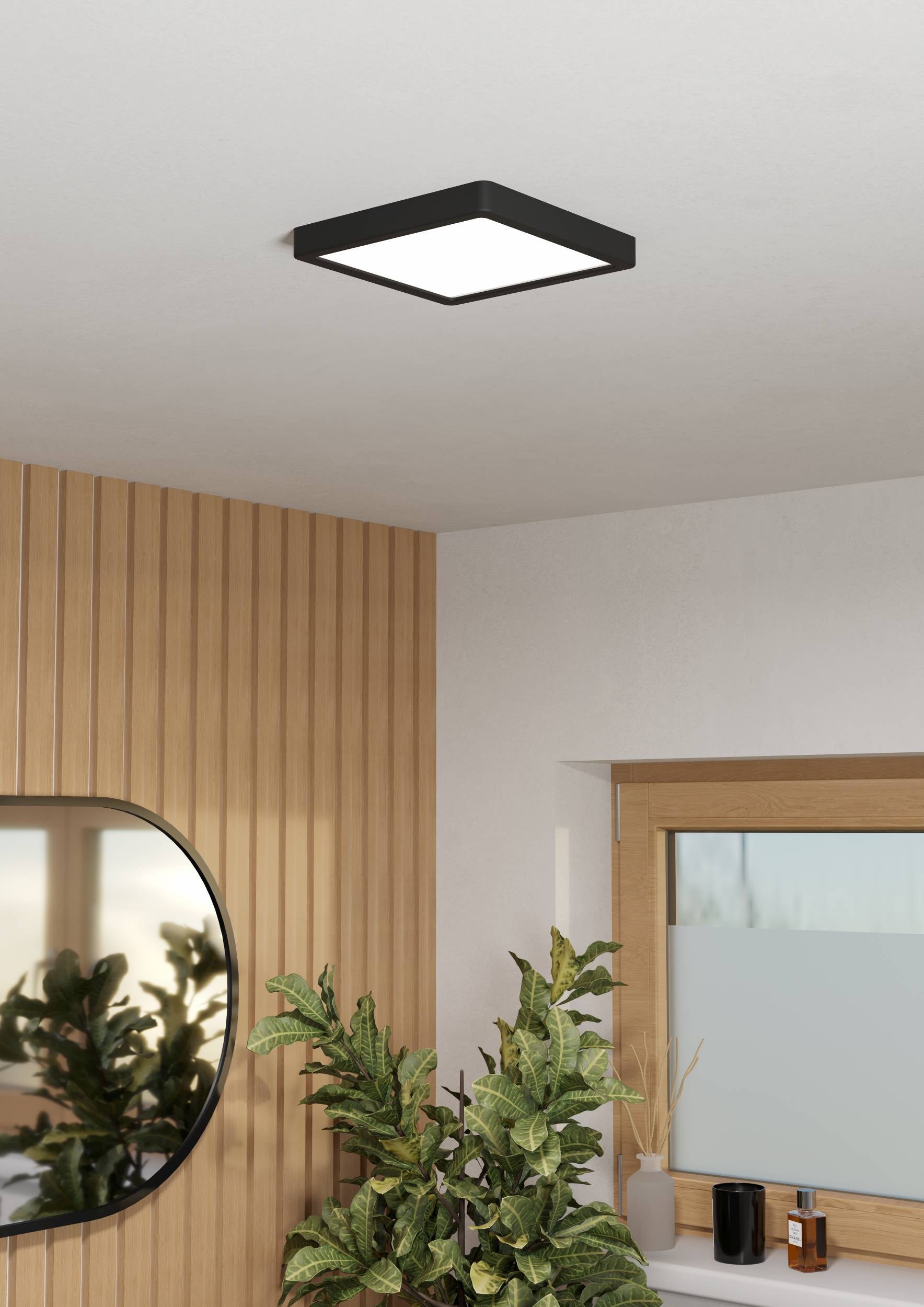 EGLO Aufbauleuchte »Fueva 6 Deckenleuchte, Badlampe Decke, Kunststoff, Deckenbeleuchtung« LED-Modul 1 Stk. Kaltweiß | Neutralweiß | Warmweiß Aufbauleuchte - L22 x B22 x H2,5 cm - schwarz - 10,5W inkl.