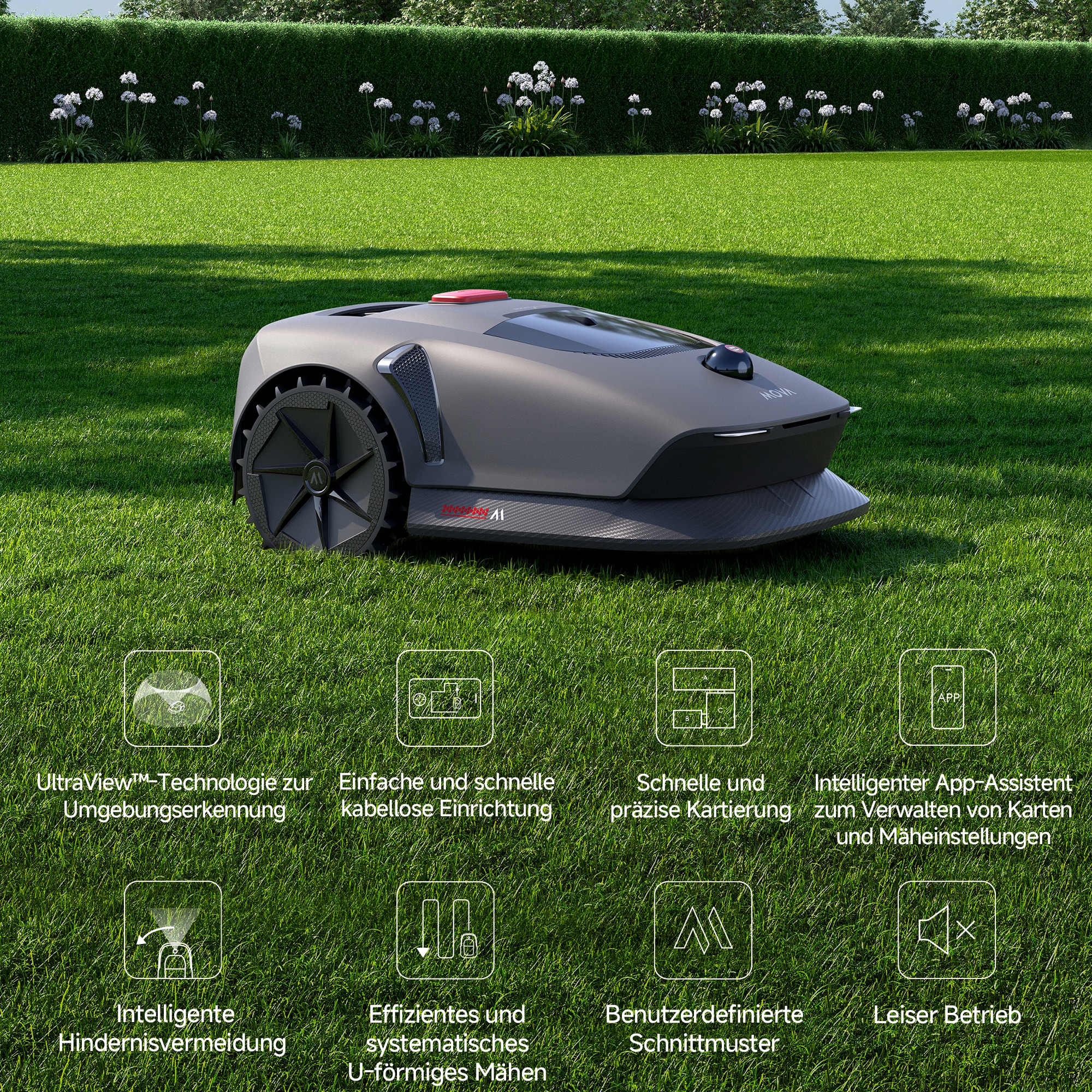 Mova Rasenmähroboter »»MOVA 600 Kit« Inkl. 5.Ah Zusatzakku und Ersatzklingen« mit Ladestation und umfangreichem Zubehör,   Schnitthöhe (2-6 cm)