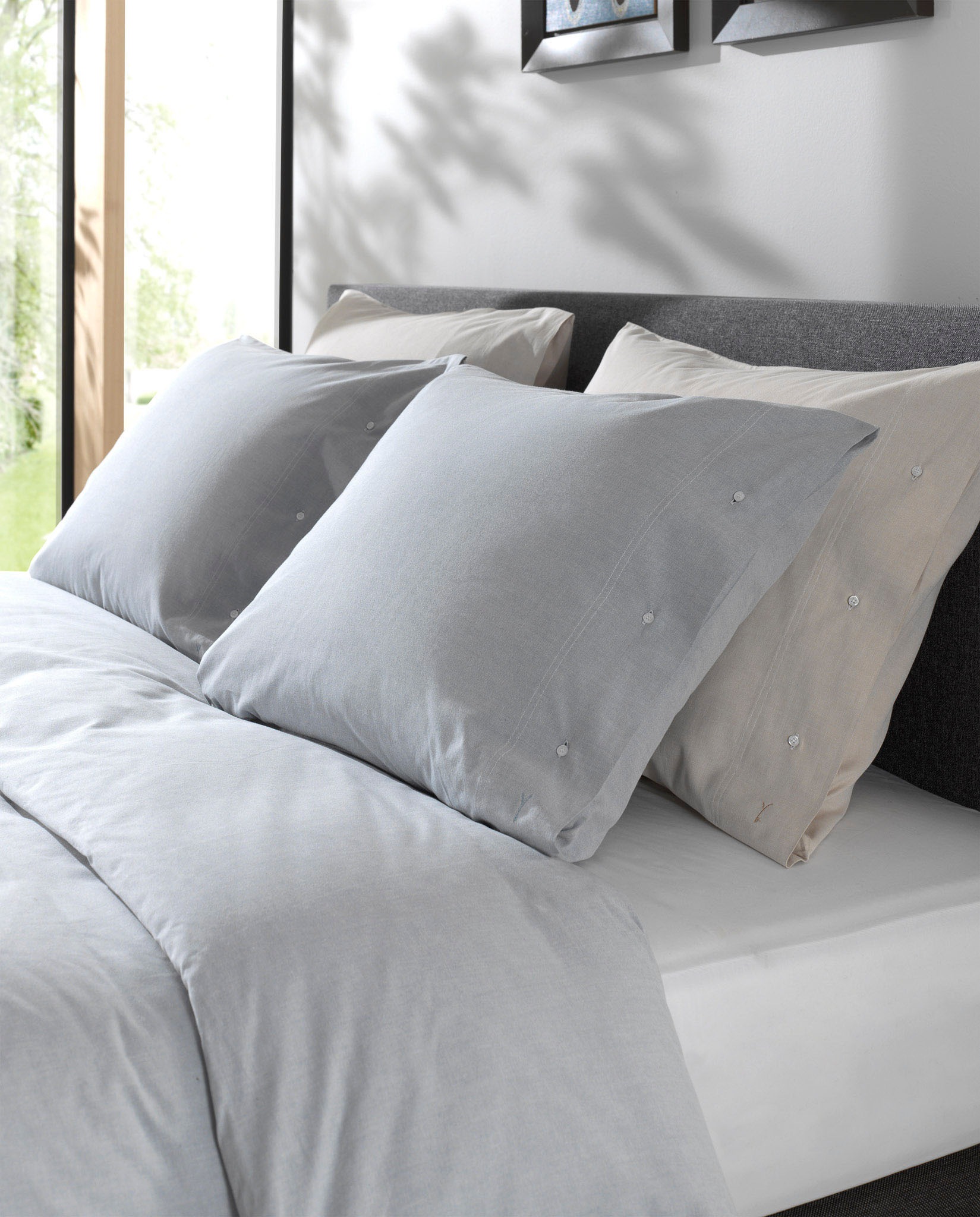 YELLOW Bettwäsche »Chambray« 2 Stk. Uni Design, 100% Baumwolle ab 135x200 cm.