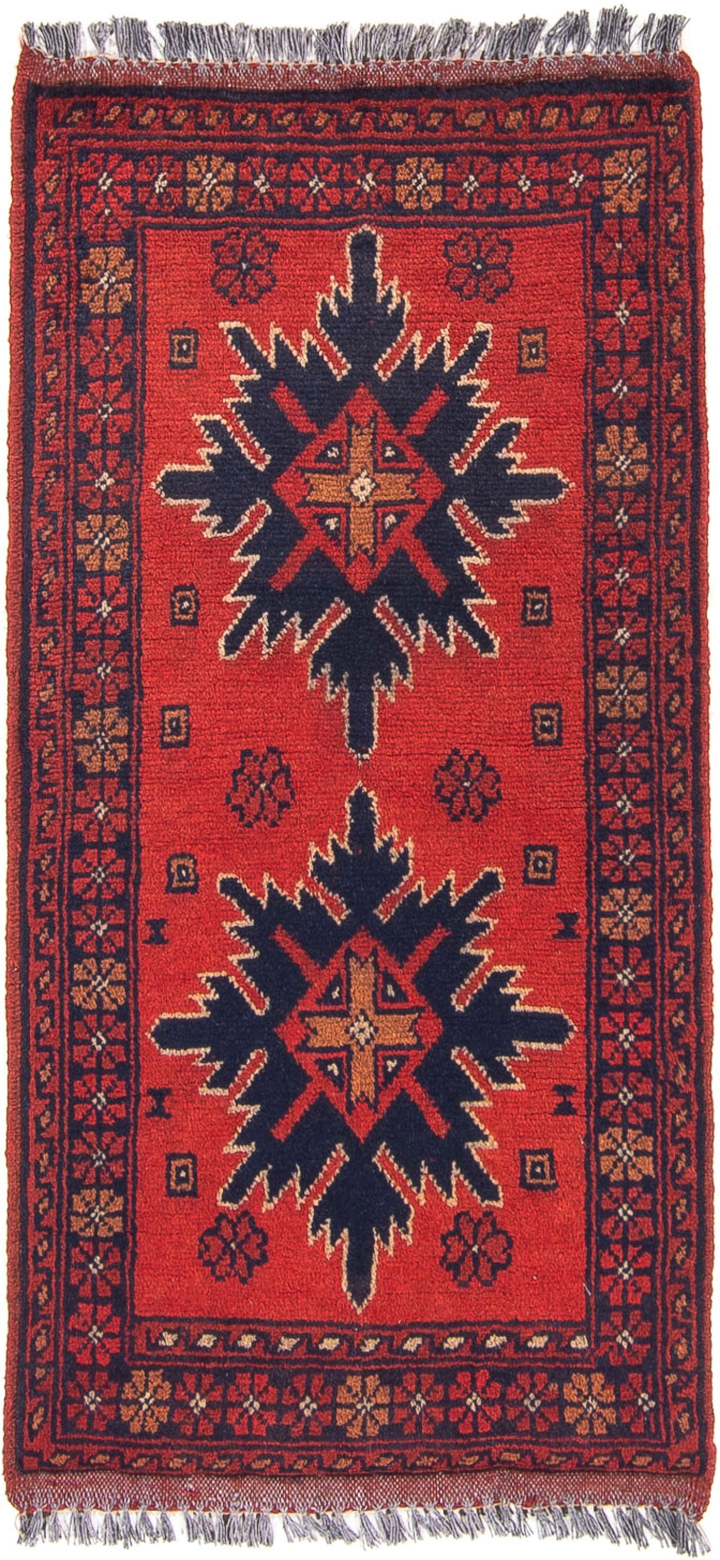 morgenland Orientteppich »Afghan - Kunduz - 98 x 49 cm - dunkelrot«, rechteckig, Wohnzimmer, Handgeknüpft, Einzelstück mit Zertifikat