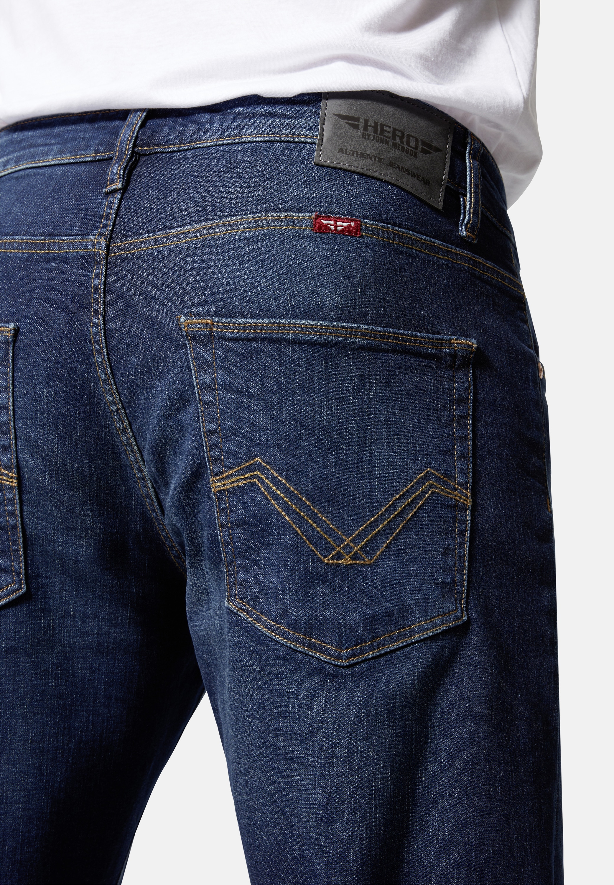 HERO by John Medoox 5-Pocket-Jeans »Denver Regular Straight Stretch«, Straight Fit Casual Clean Wash Denim Jeans für Herren