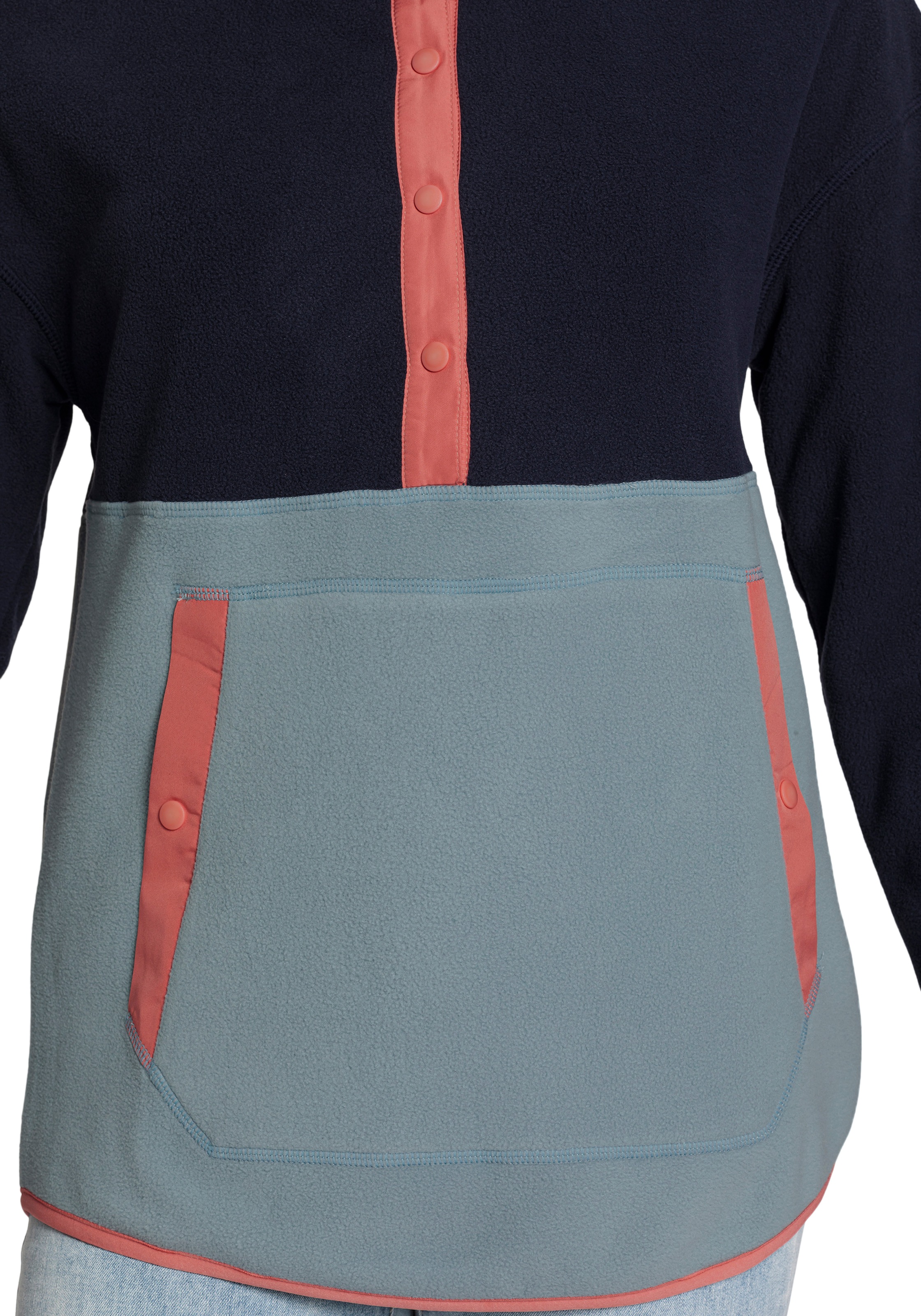 Polarino Fleecepullover, mit Colourblocking-Optik, mit Kängurutasche, aus Fleecestoff