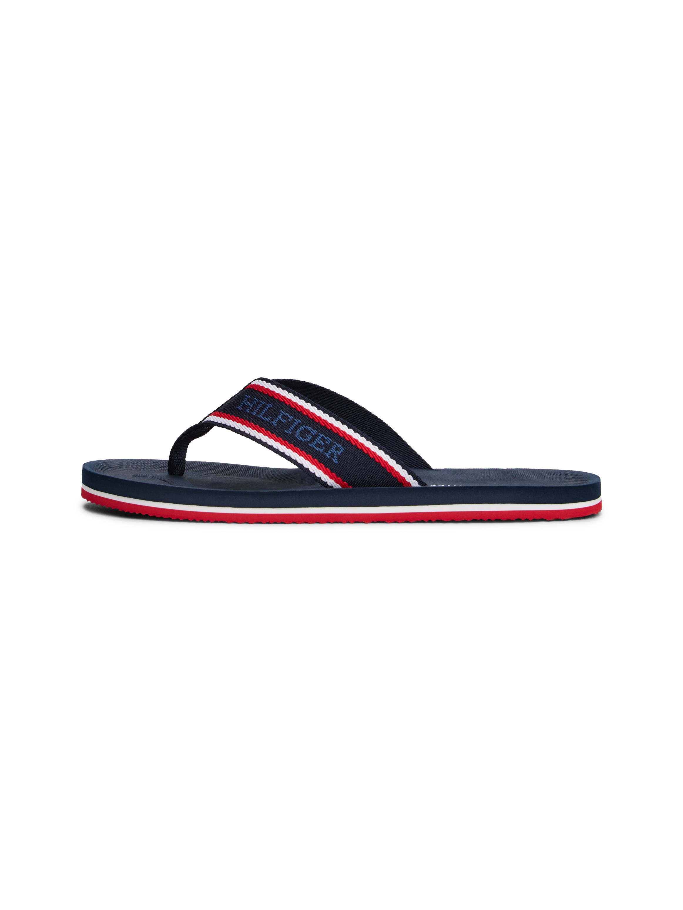 Tommy Hilfiger Zehentrenner »COMFORT HILFIGER BEACH SANDAL«, Sommerschuh, Strandschuh mit plakativem Logo-Schriftzug