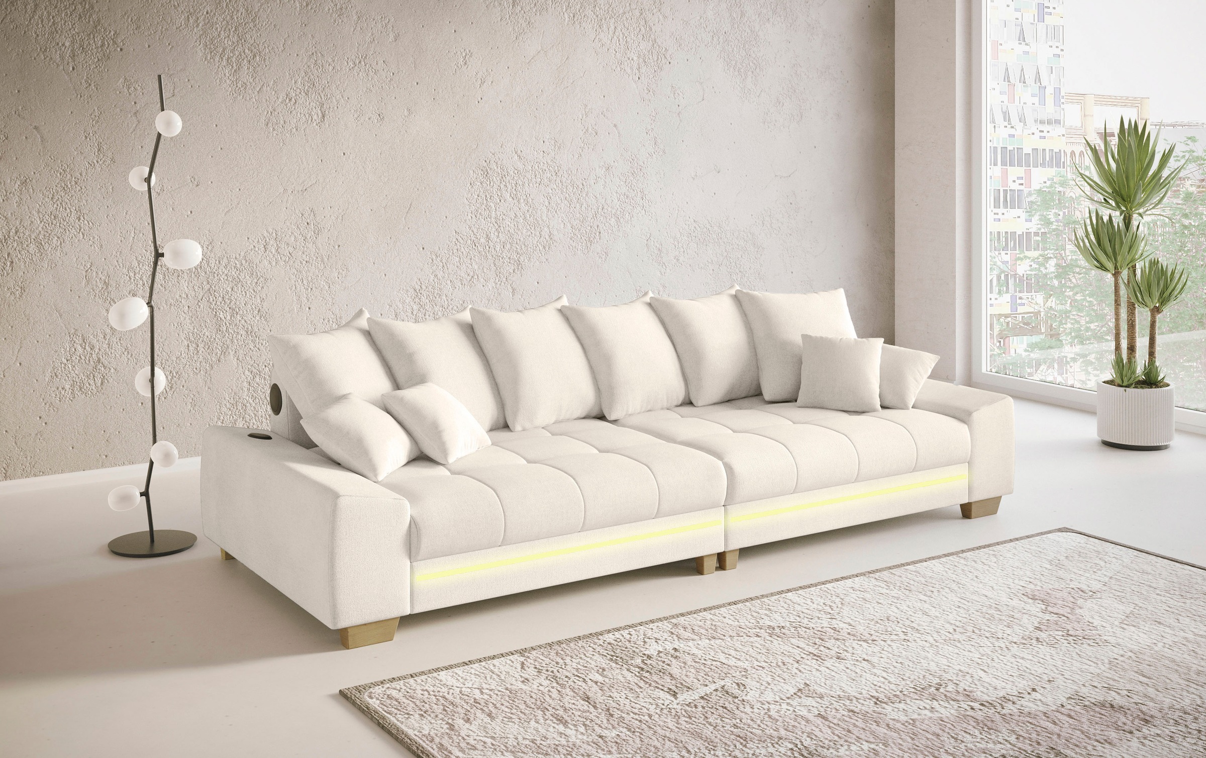 Mr. Couch Big-Sofa »Nikita II«, RGB-LED, Bluetooth-Soundsystem, wahlweise mit Kaltschaum