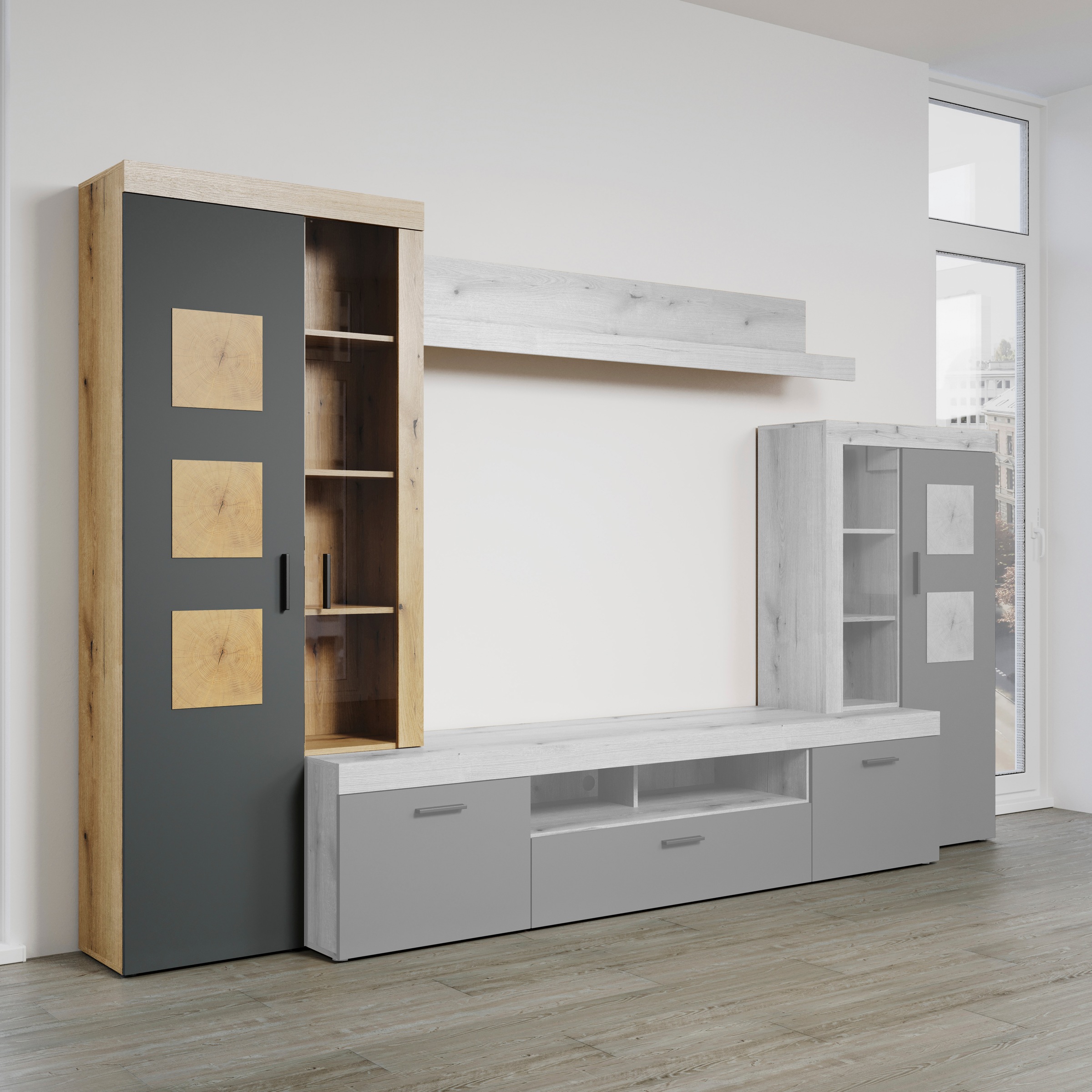 Home affaire Stauraumvitrine »Ghent«, (Packung, 1 St.), Mit Hirnholzapplikationen