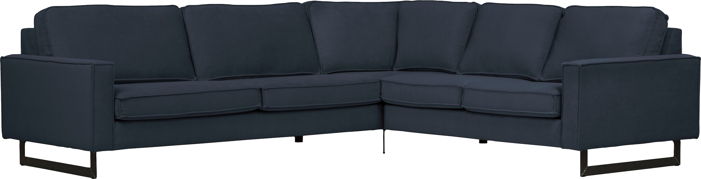 Places of Style Ecksofa »Pinto, XXL, 250/290 cm, langer Schenkel, Ottomane«, Cord, Chenille, Lederoptik, mit Keder, Metallfüße, Wellenunterfederung